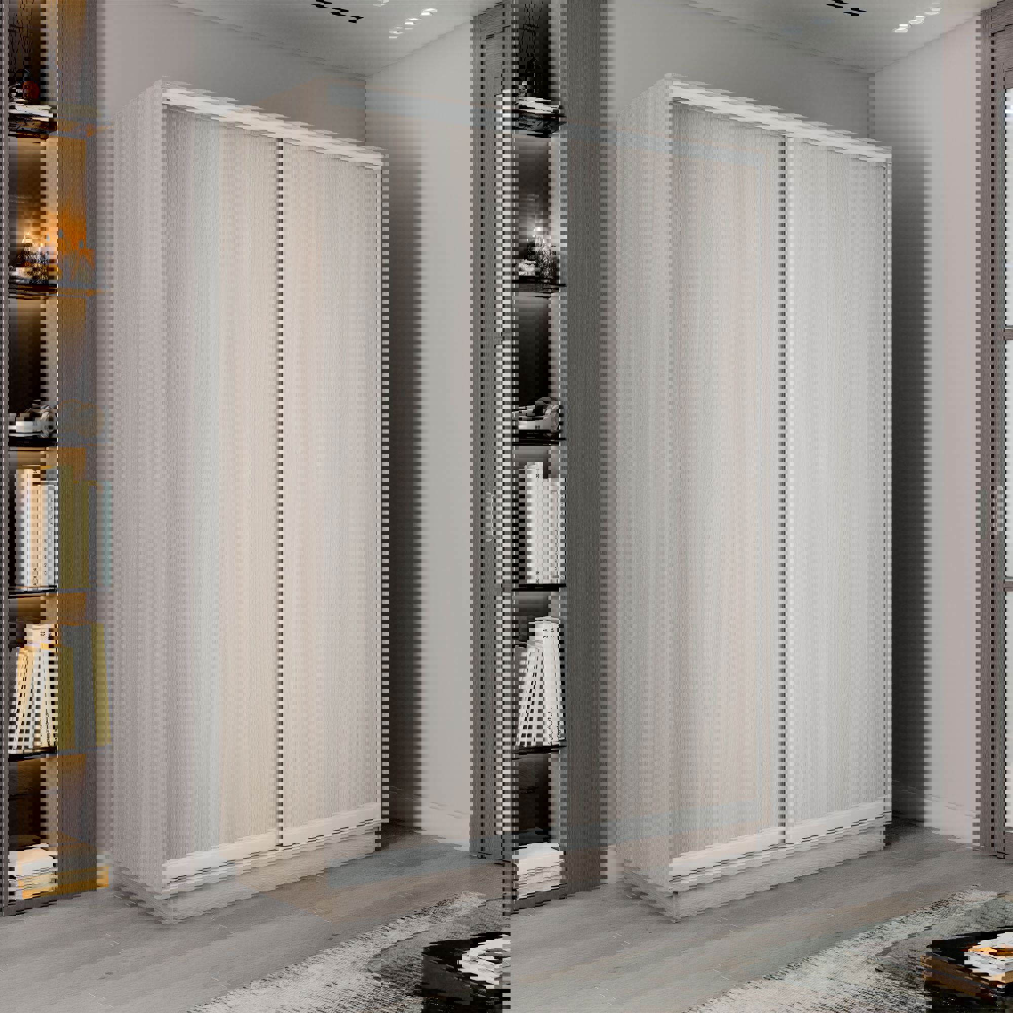 Изображение товара Шкаф-купе МК Е1 М Экспресс 1EED_120240_SHS 120x240x60 см ЛДСП 2 двери 7 полок цвет ясень шимо светлый