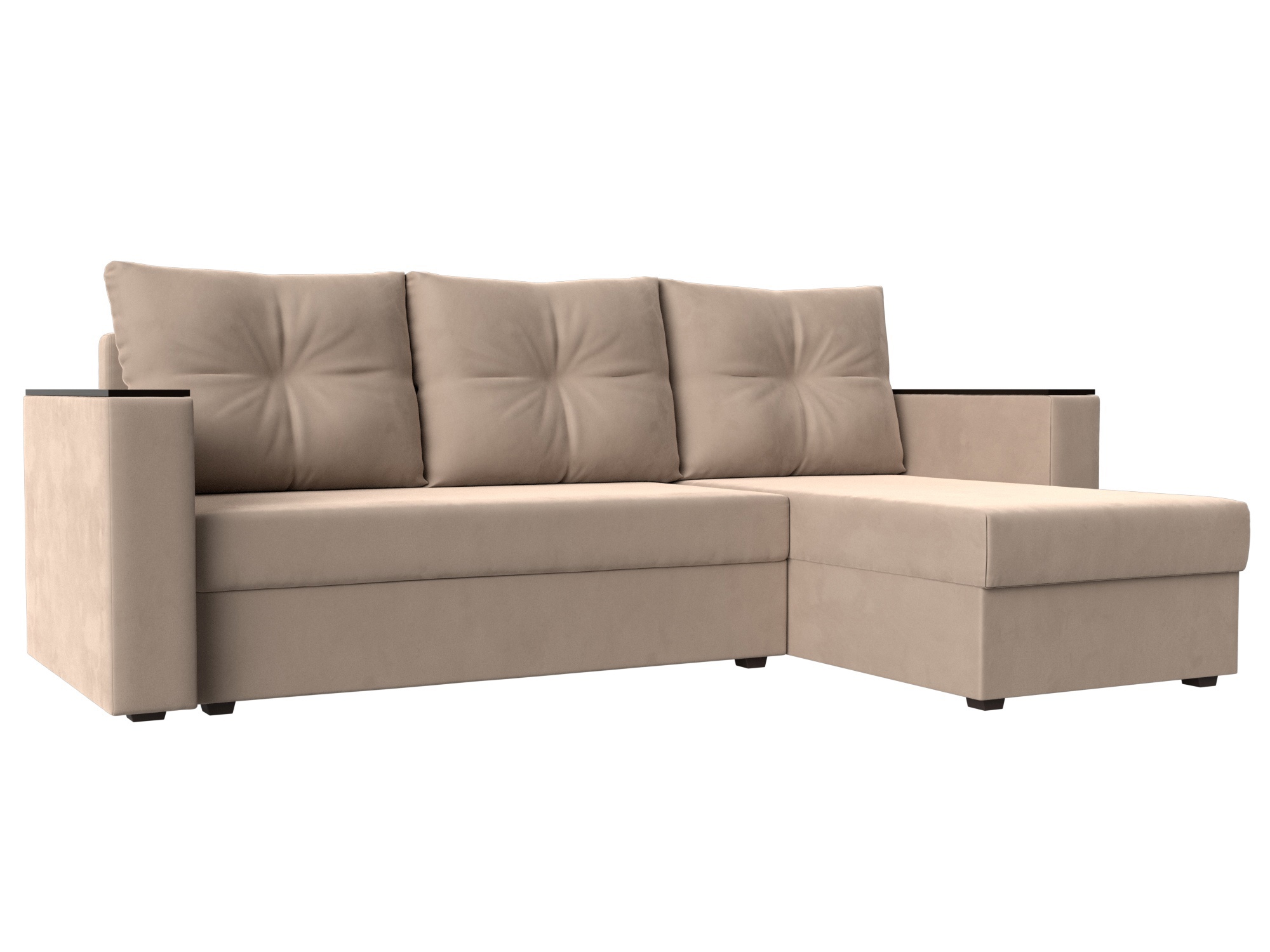 Изображение товара Угловой раскладной диван Атланта Б/С бежевый велюр Россия