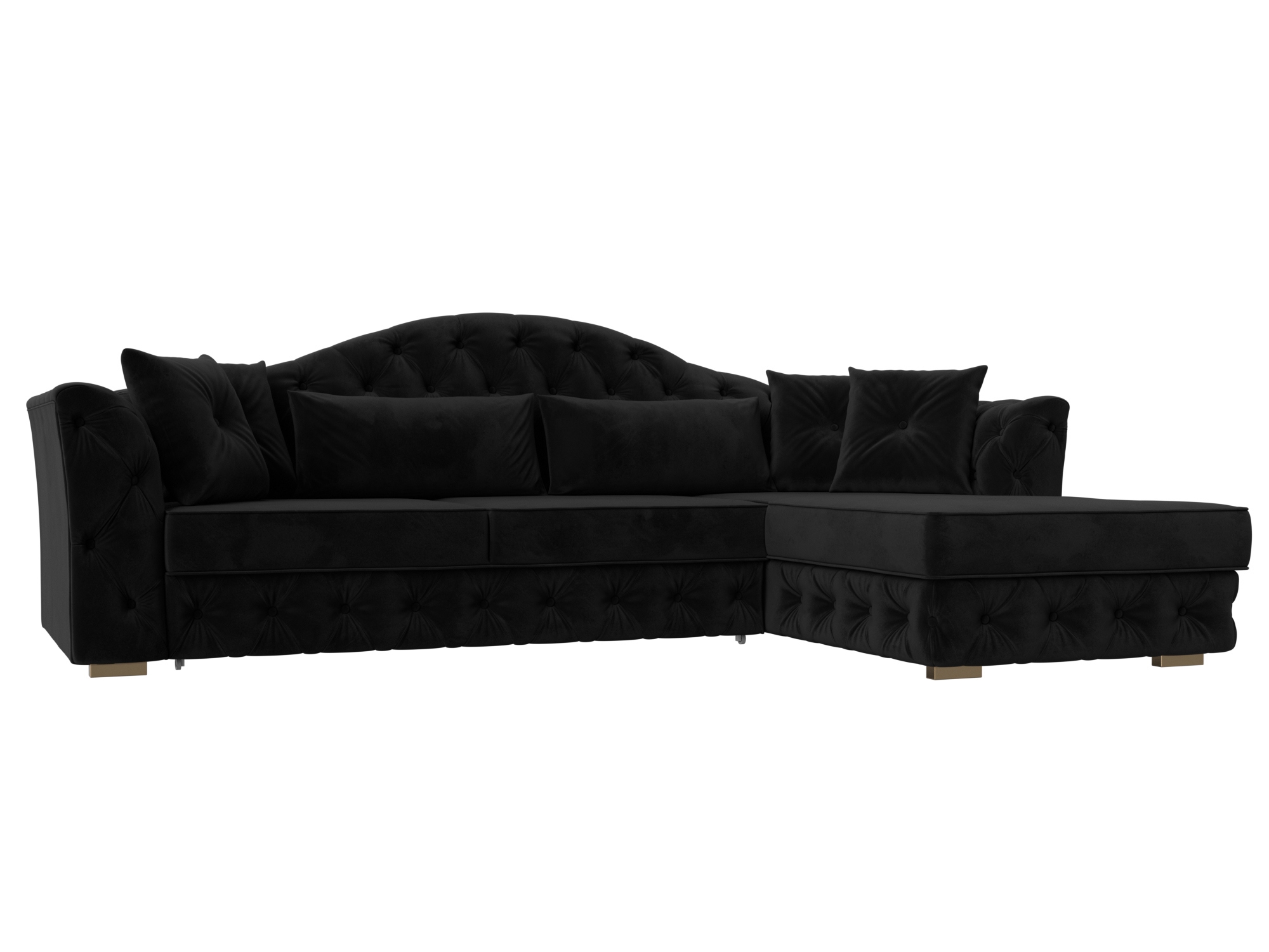 Изображение товара Угловой диван Артис правый 250x97x181 см велюр черный Лига диванов