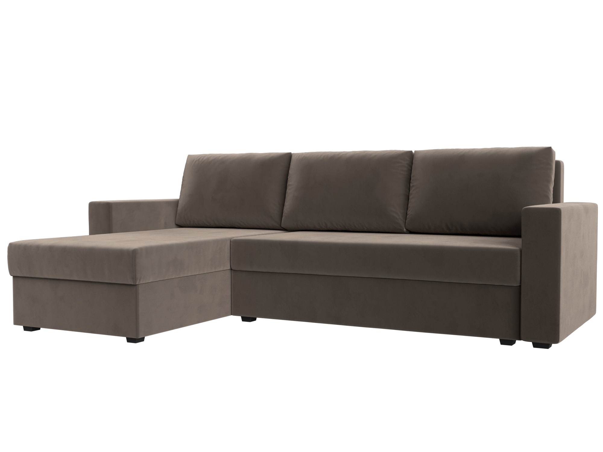 Изображение товара Диван угловой Траумберг Лайт левый с ящиками велюр коричневый Изображение товара Диван угловой Траумберг Лайт левый с ящиками велюр коричневый