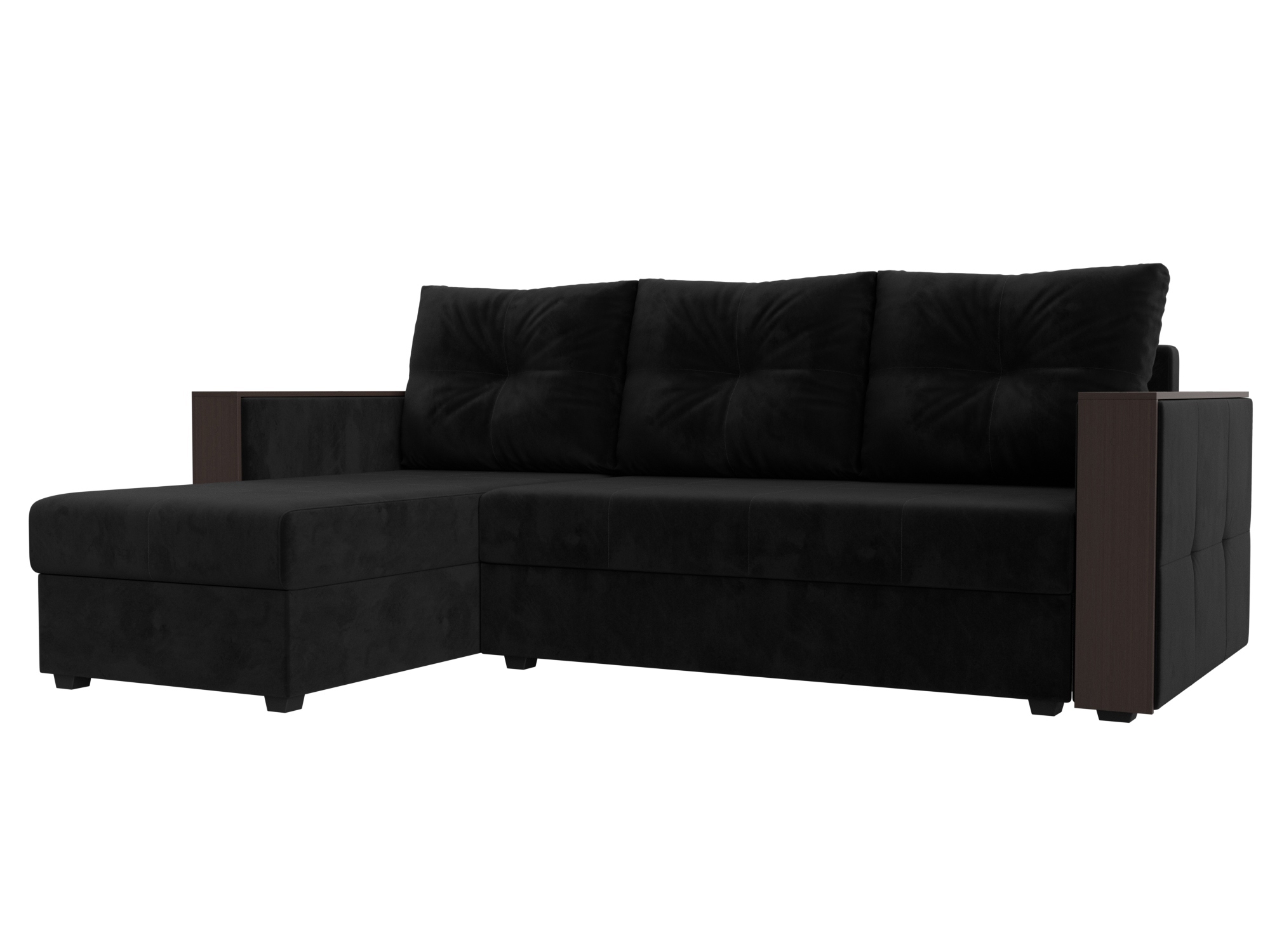 Изображение товара Угловой диван Валенсия Лайт левый угол велюр черный 226x140 см Изображение товара Угловой диван Валенсия Лайт левый угол велюр черный 226x140 см