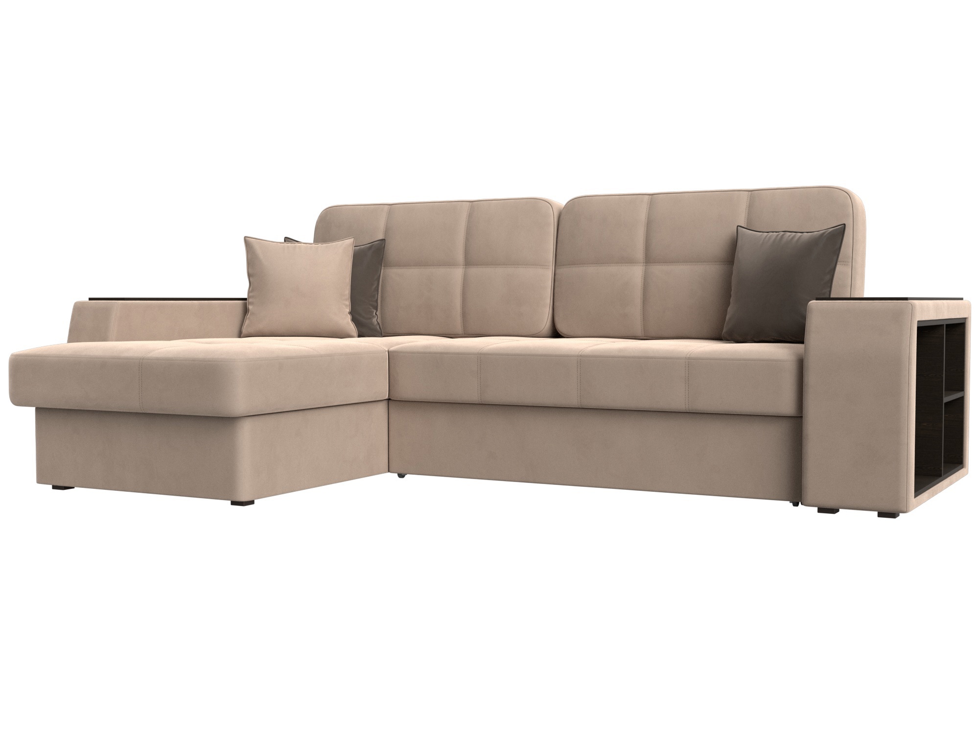 Изображение товара Угловой диван Брюссель с механизмом трансформации велюр бежевый коричневый Изображение товара Угловой диван Брюссель с механизмом трансформации велюр бежевый коричневый