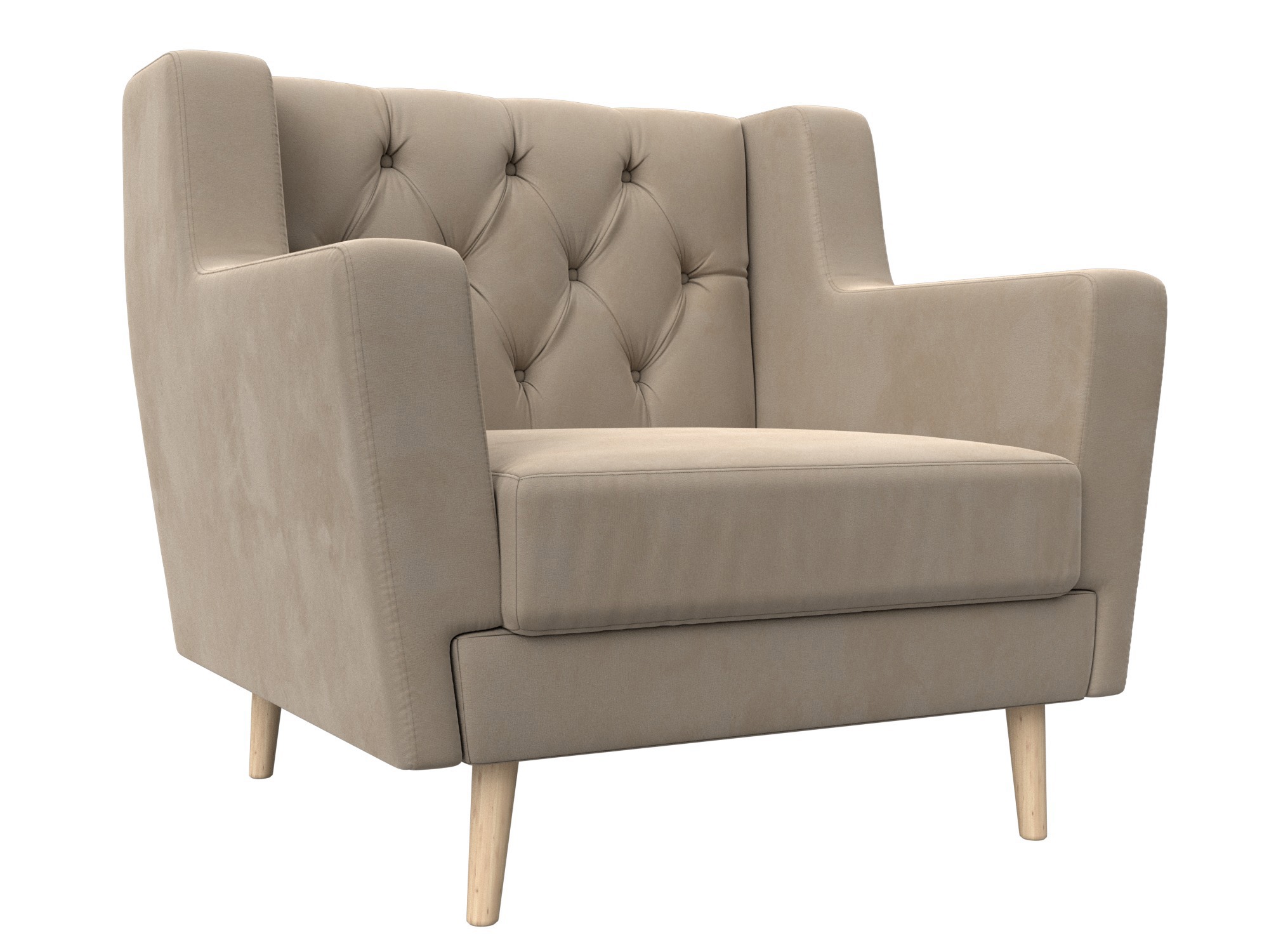 Изображение товара Кресло Брайтон Люкс велюр бежевый комфортное для дома и офиса