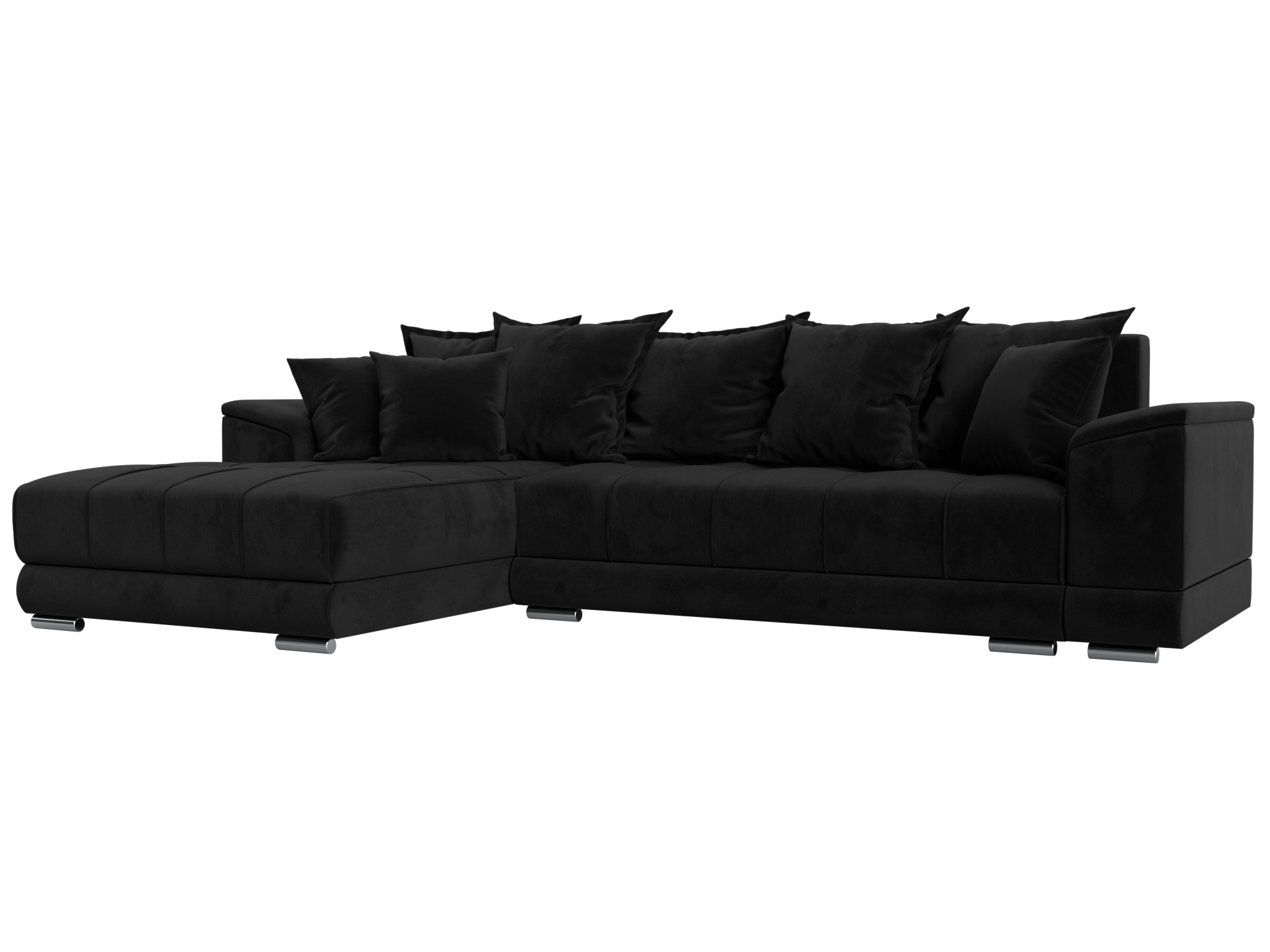 Изображение товара Угловой диван НордСтар Левый угол велюр черный 284x93x190 см Лига диванов