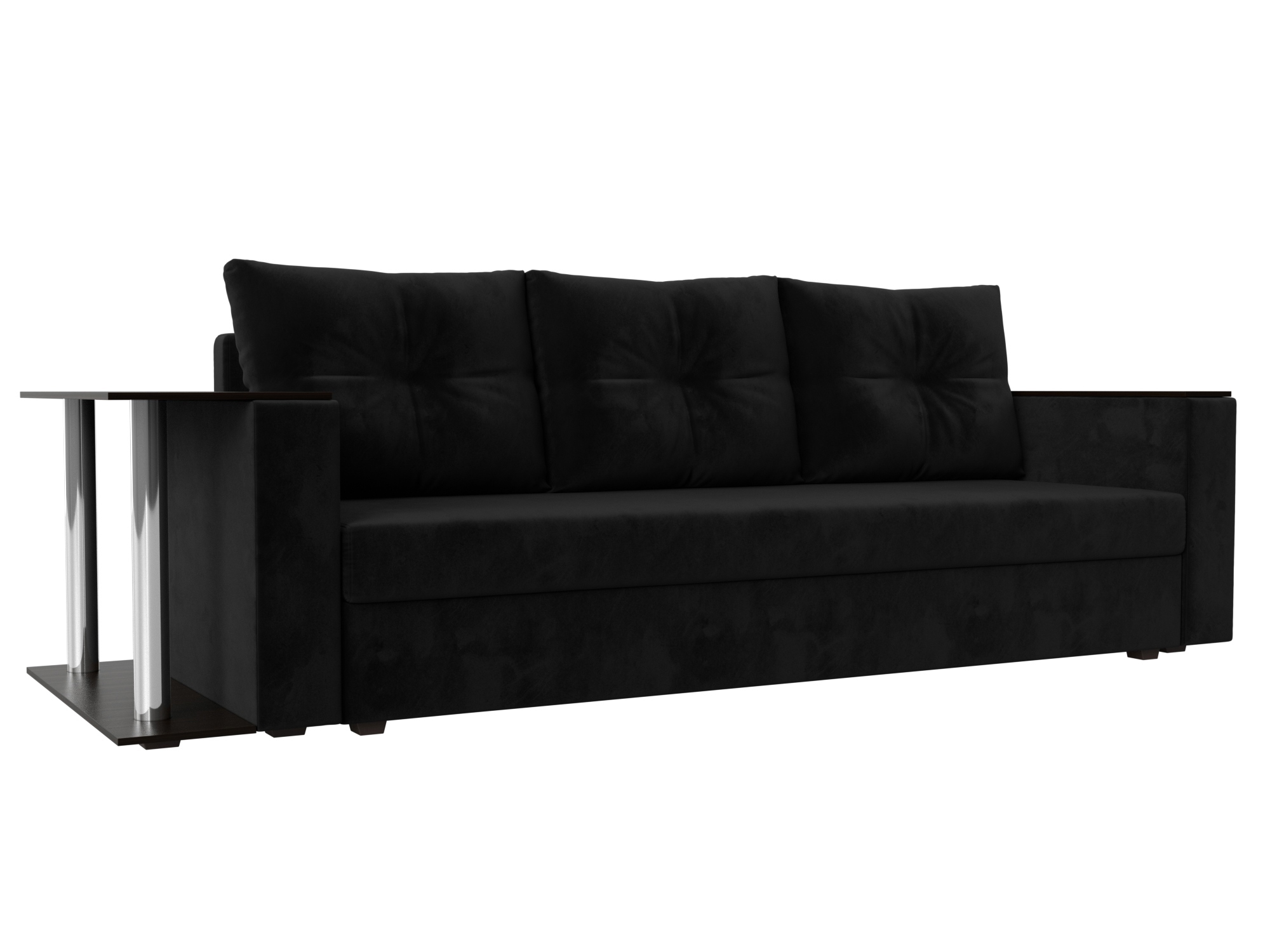 Изображение товара Диван Атланта со столом слева 230x90x80 см велюр черный Россия