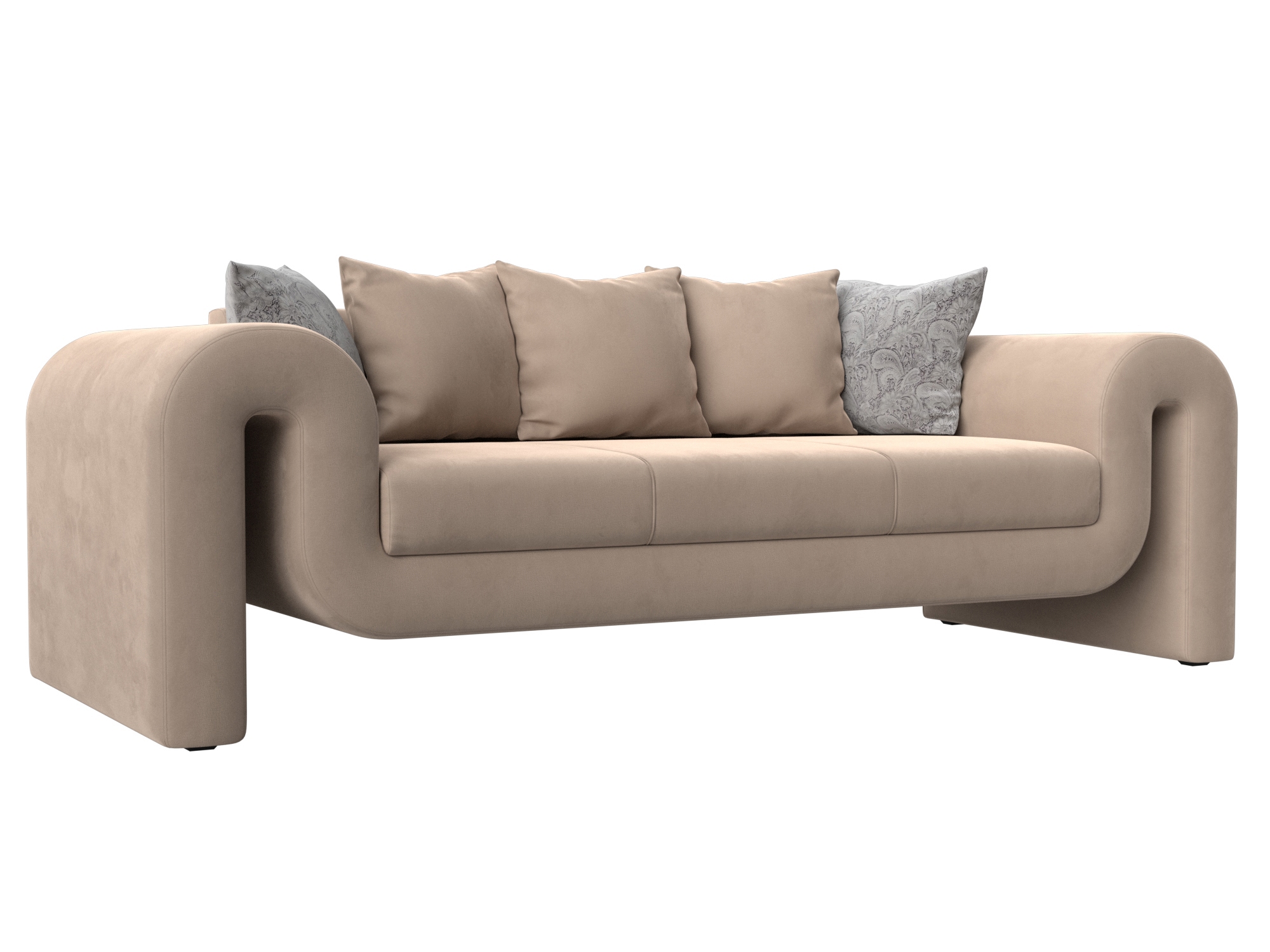 Изображение товара Прямой диван Волна Лига диванов бежевый велюр 238x85 см