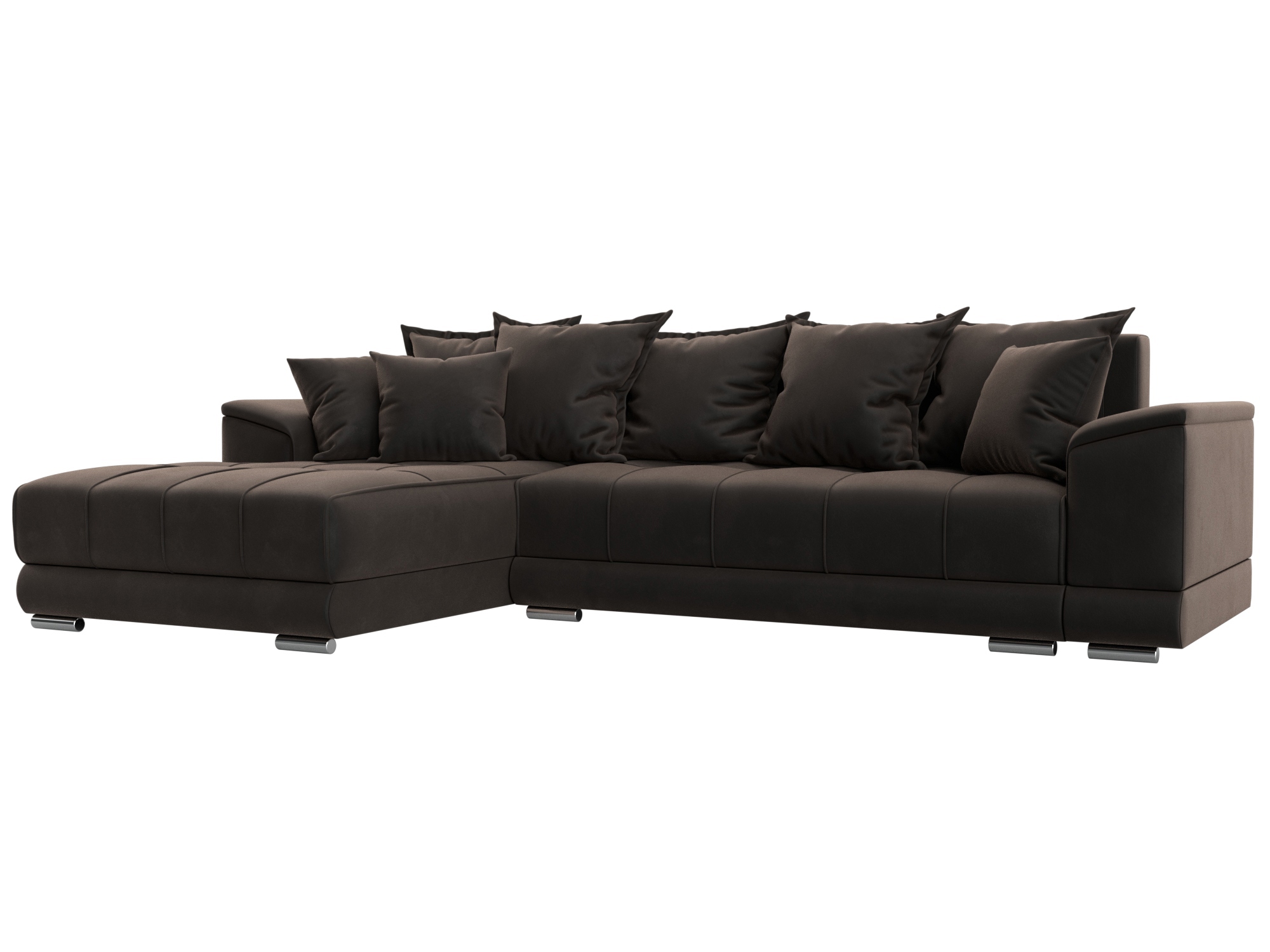 Изображение товара Угловой диван НордСтар Левый угол велюр коричневый с ящиком и механизмом Еврокнижка