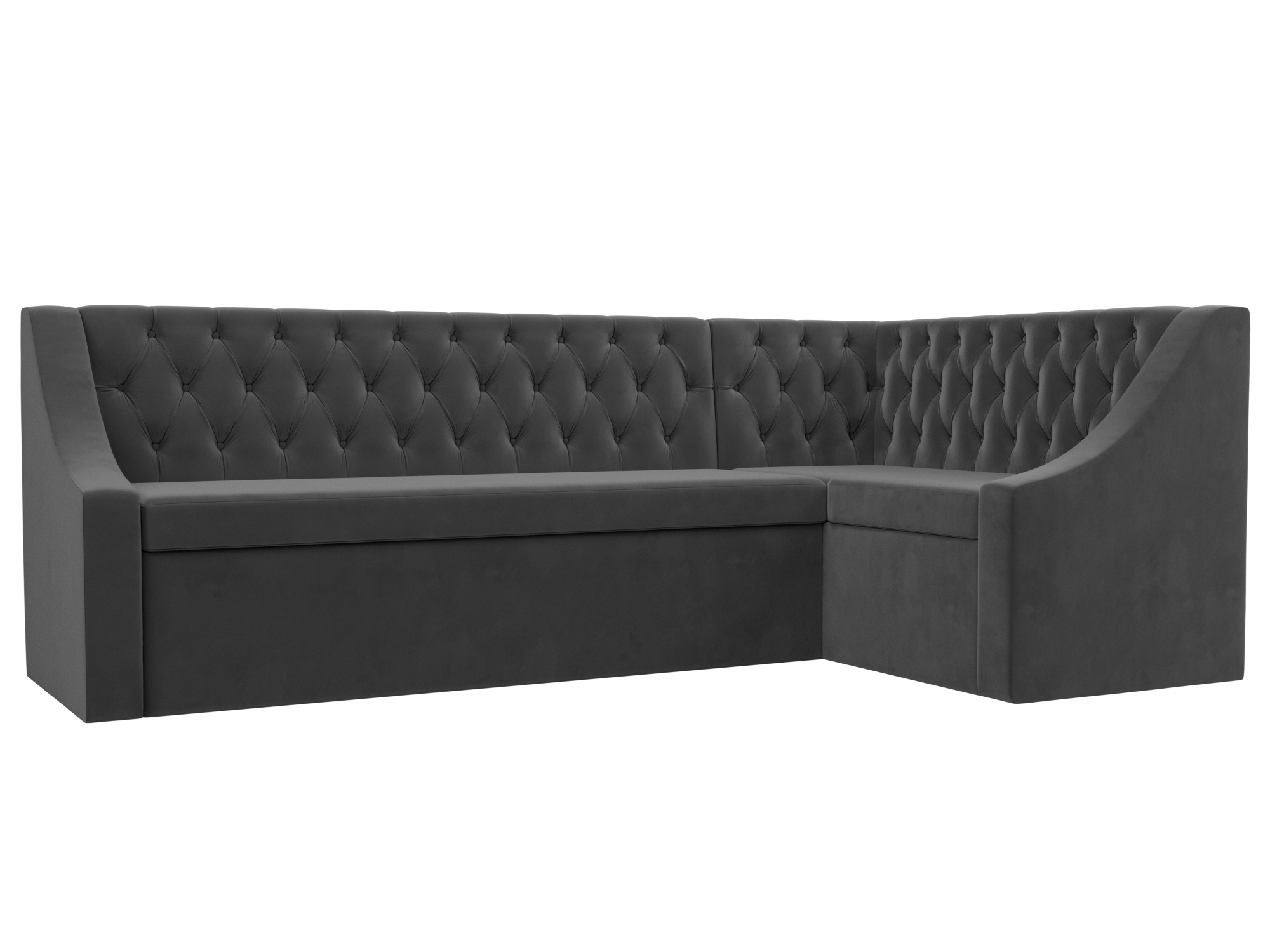 Изображение товара Кухонный угловой диван Мерлин правый угол велюр серый 200x88x130 см