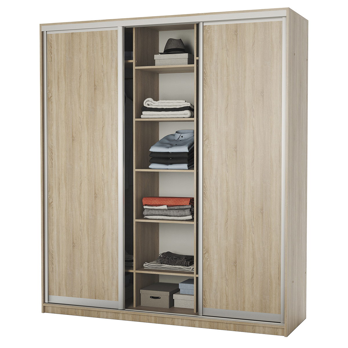 Изображение товара Шкаф-купе 220x180x60 см 9 полок ЛДСП цвет дуб сонома