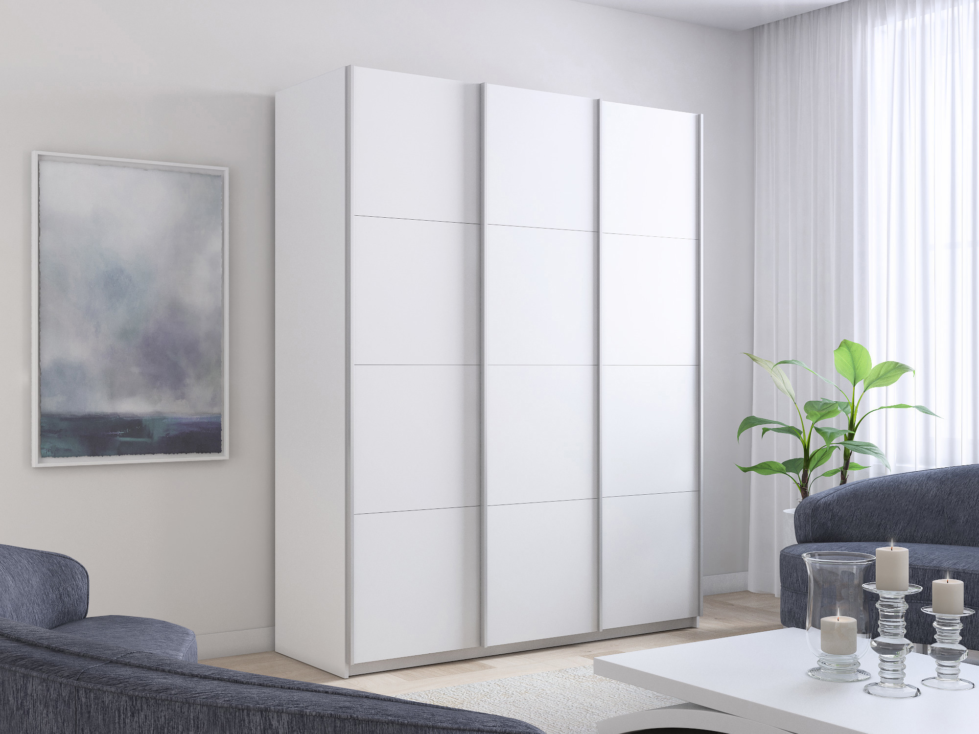 Изображение товара 3 дверный шкаф-купе Мебельная Компания Е1 серия Прайм 180x230 см белый Изображение товара 3 дверный шкаф-купе Мебельная Компания Е1 серия Прайм 180x230 см белый