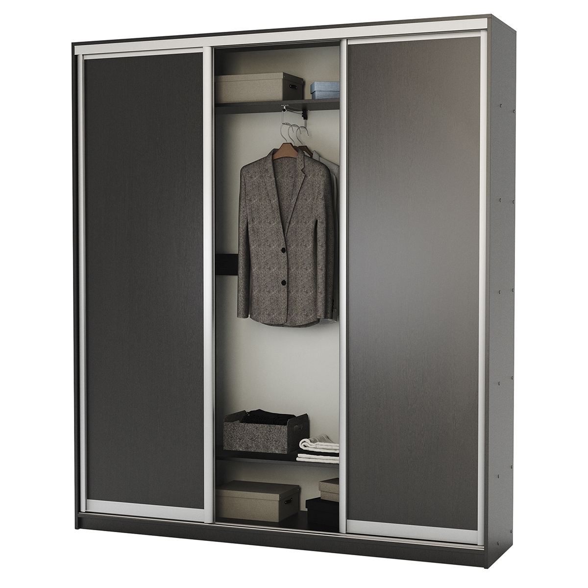 Изображение товара Шкаф-купе 220x220x45 см 12 полок ЛДСП цвет венге