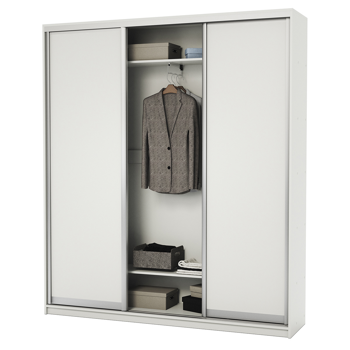 Изображение товара Шкаф-купе 220x220x45 см с 12 полками в белом цвете