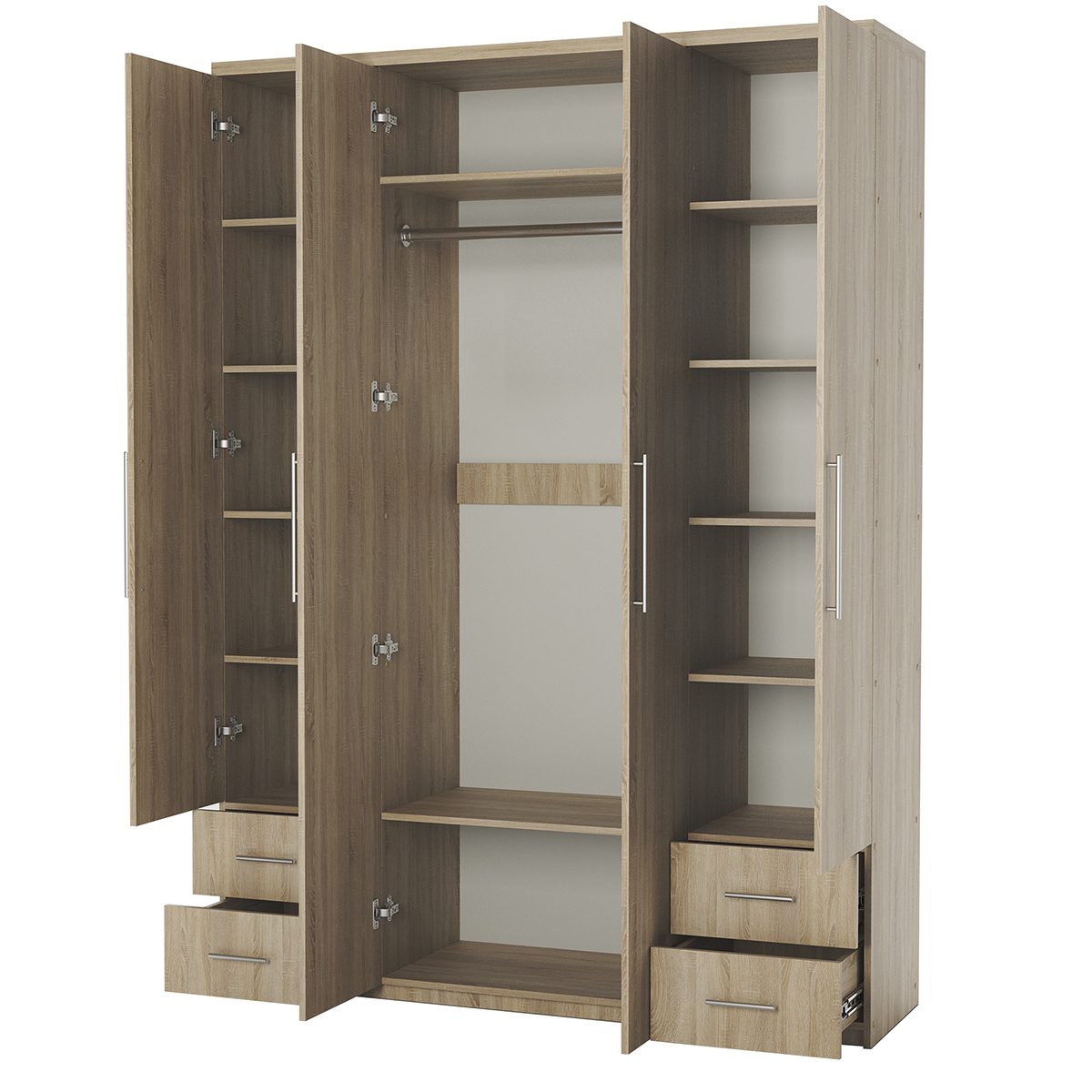 Изображение товара Шкаф распашной 4 дверный 180x220x60 см дуб сонома ГАММА Мелодия МКЯ2-43