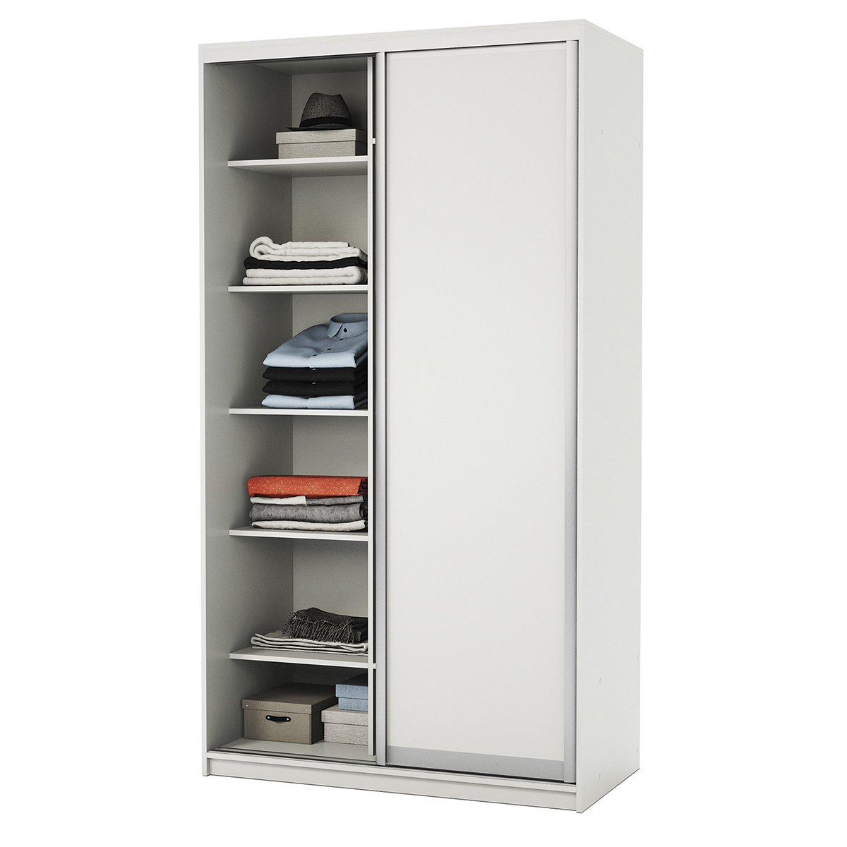 Изображение товара Шкаф-купе 220x160x45 см 7 полок ЛДСП цвет белый Изображение товара Шкаф-купе 220x160x45 см 7 полок ЛДСП цвет белый