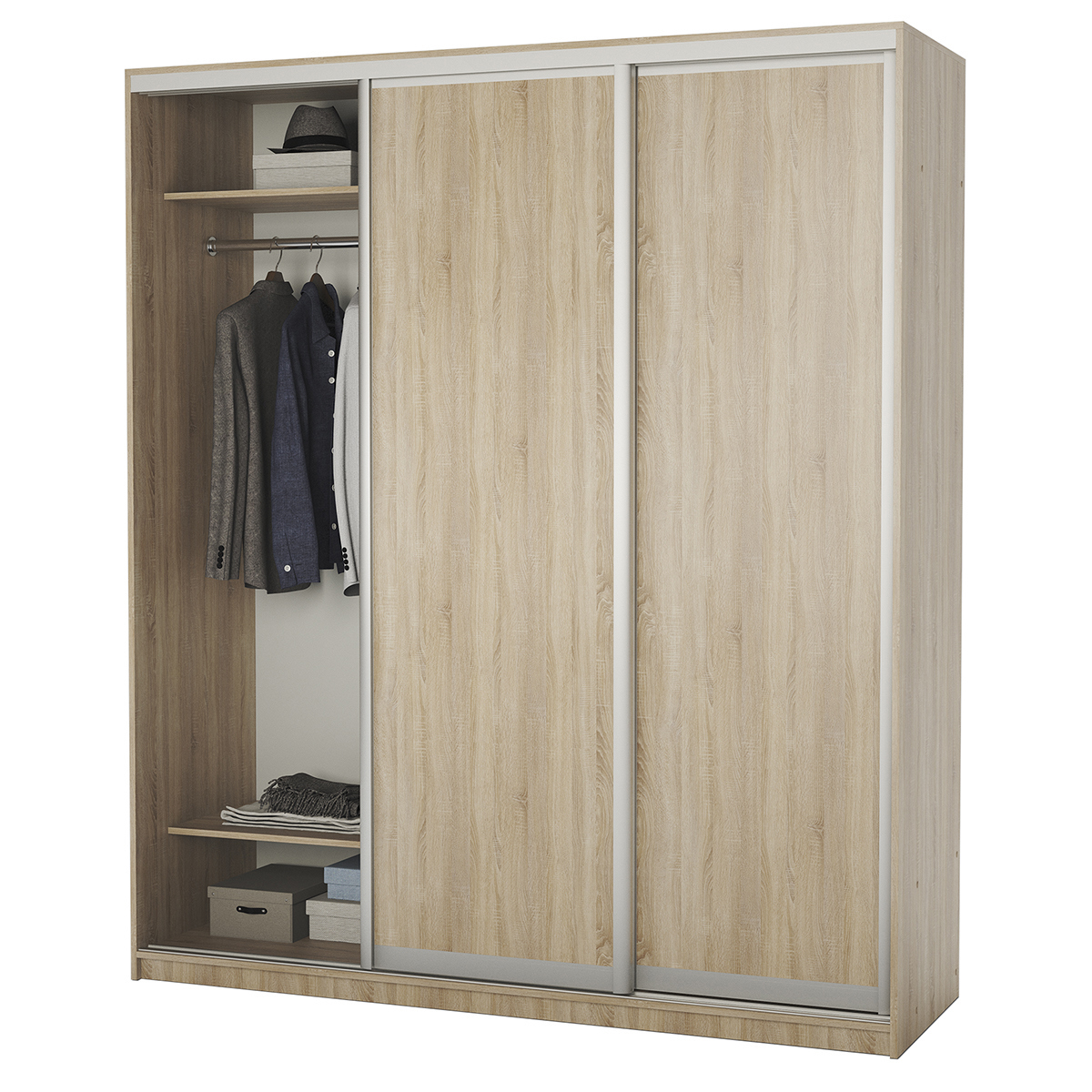 Изображение товара Шкаф-купе 220x240x60 см с 3 дверями в цвете дуб сонома Изображение товара Шкаф-купе 220x240x60 см с 3 дверями в цвете дуб сонома