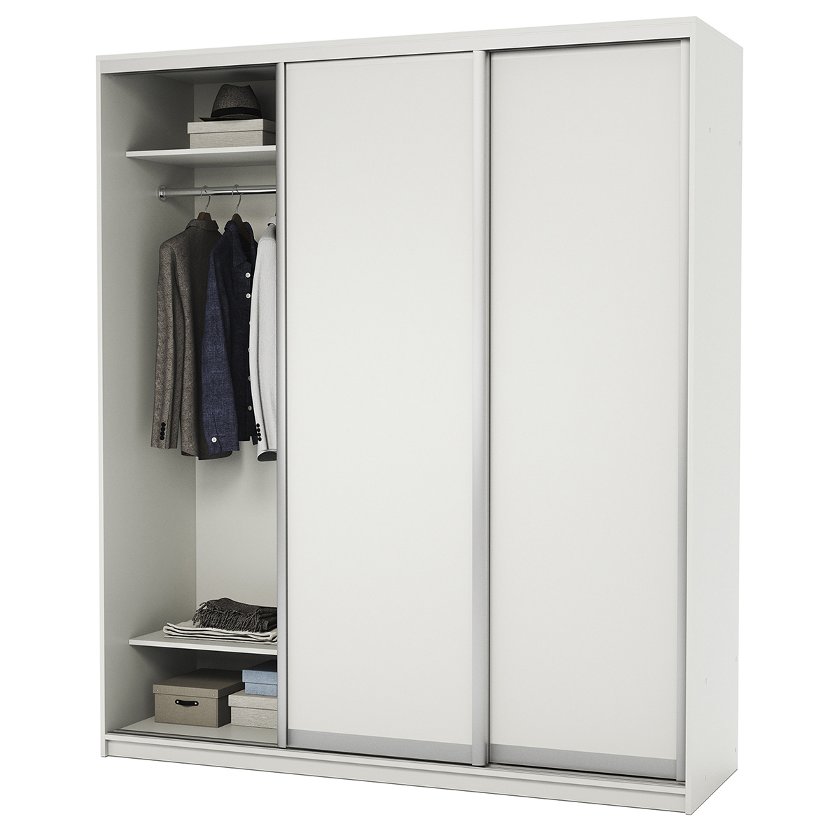 Изображение товара Шкаф-купе 220x200x60 см белый ЛДСП классический стиль с полками и штангой