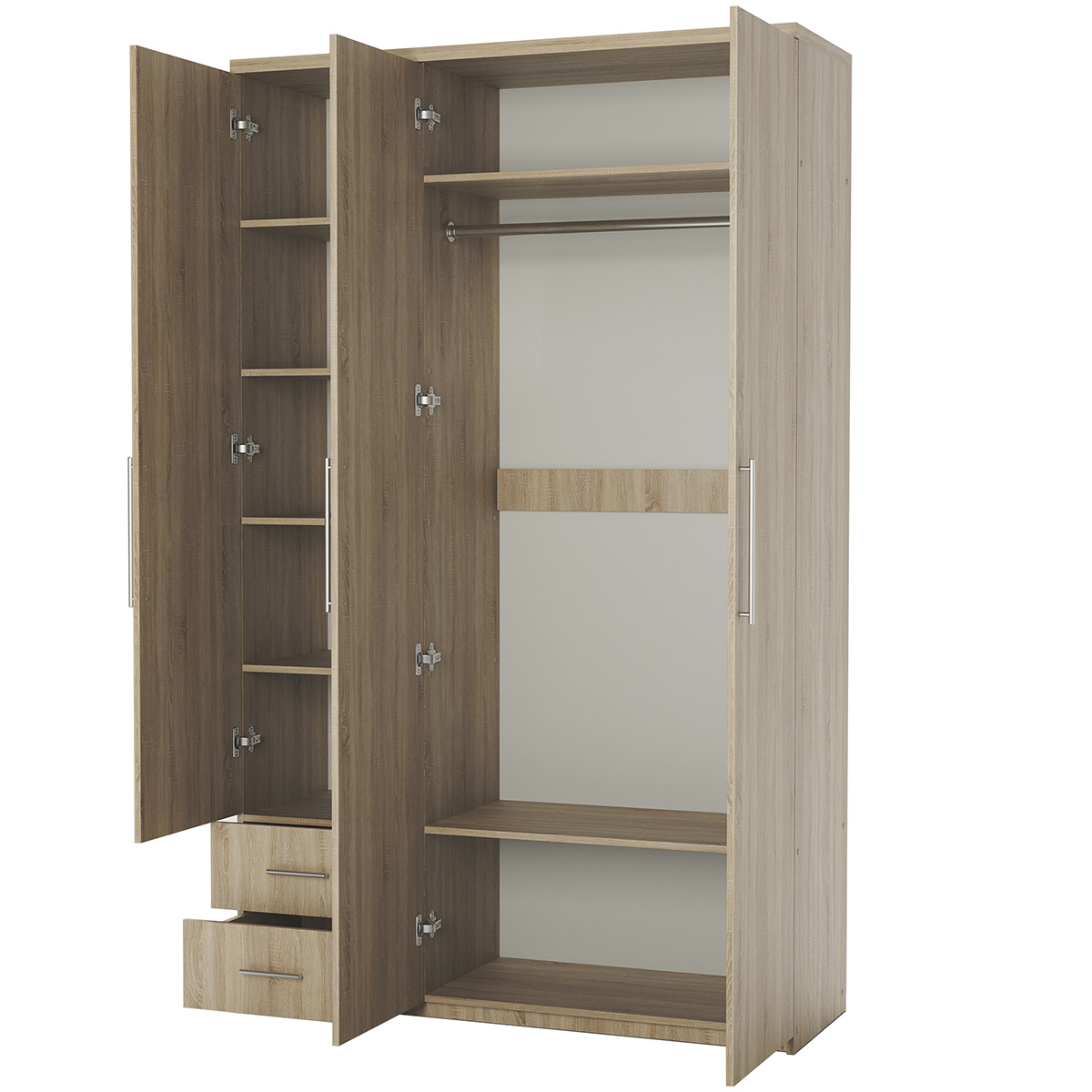 Изображение товара Шкаф распашной 3 дверный 150x220x60 см дуб сонома Мелодия