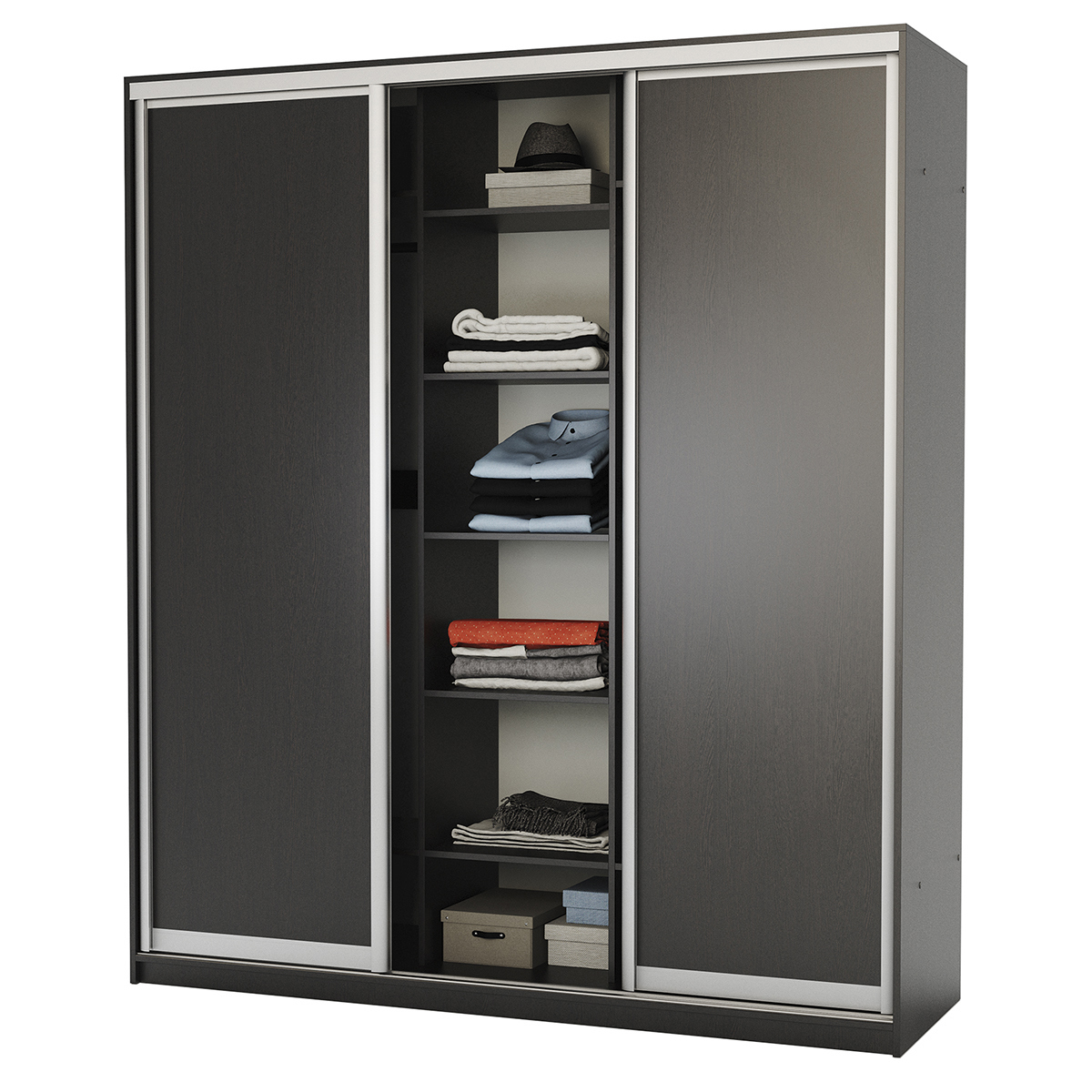 Изображение товара Шкаф-купе 220x180x60 см 9 полок ЛДСП цвет венге
