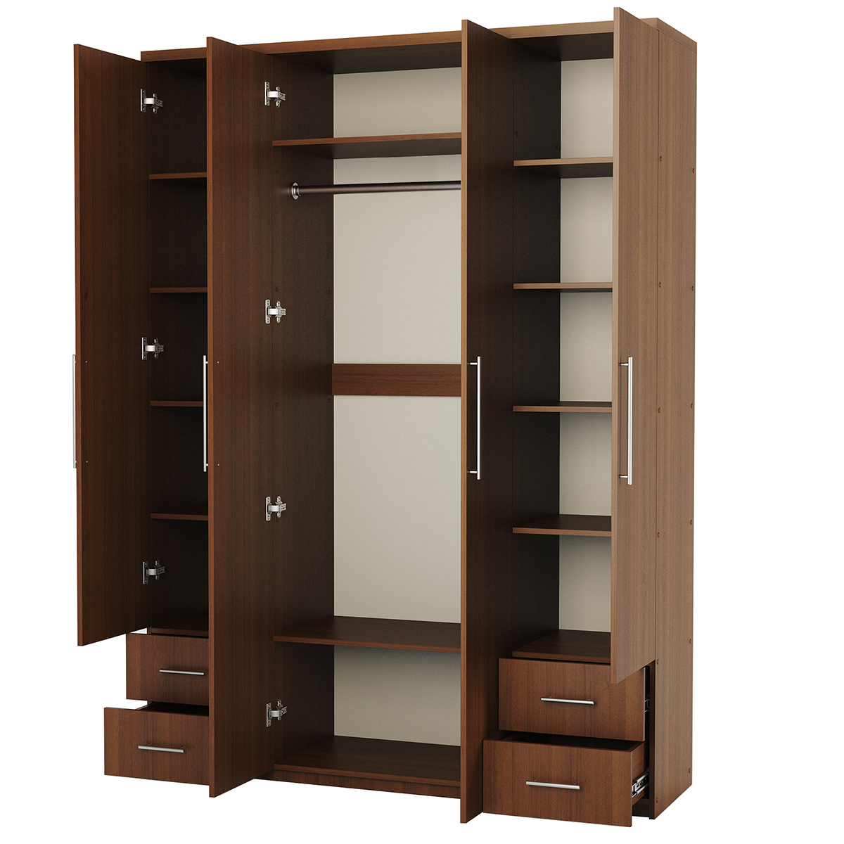 Изображение товара Шкаф распашной 4 дверный 220x220x60 см ЛДСП цвет орех