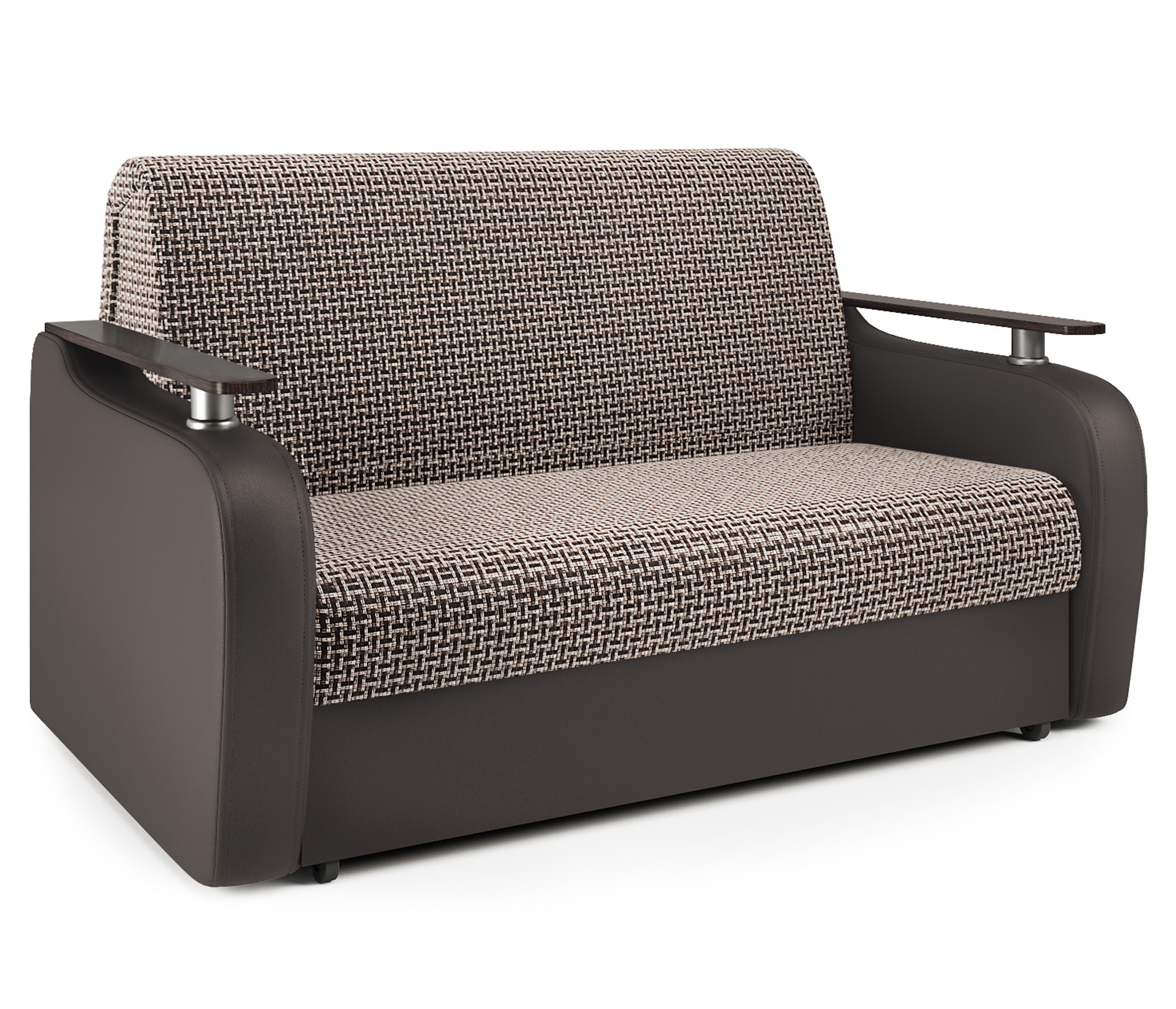 Изображение товара Диван раскладной аккордеон Гранд Д 160 коричневый с рогожкой и экокожей