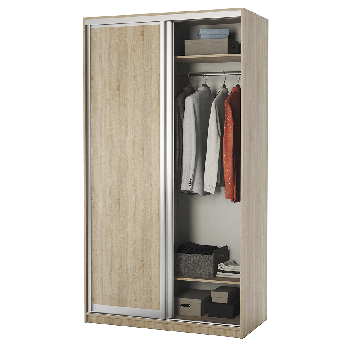 Изображение товара Шкаф-купе 220x120x60 см дуб сонома с 2 дверями и 4 полками ГАММА