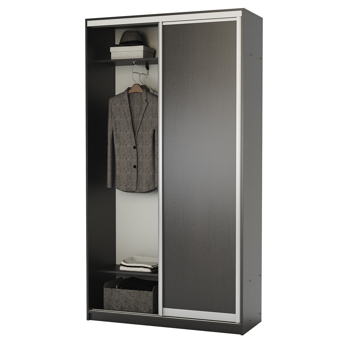 Изображение товара Шкаф-купе 220x160x45 см с 2 дверьми в цвете венге серия Премиум