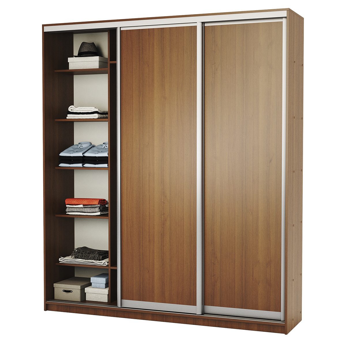 Изображение товара Шкаф-купе 220x190x45 см 12 полок ЛДСП цвет орех