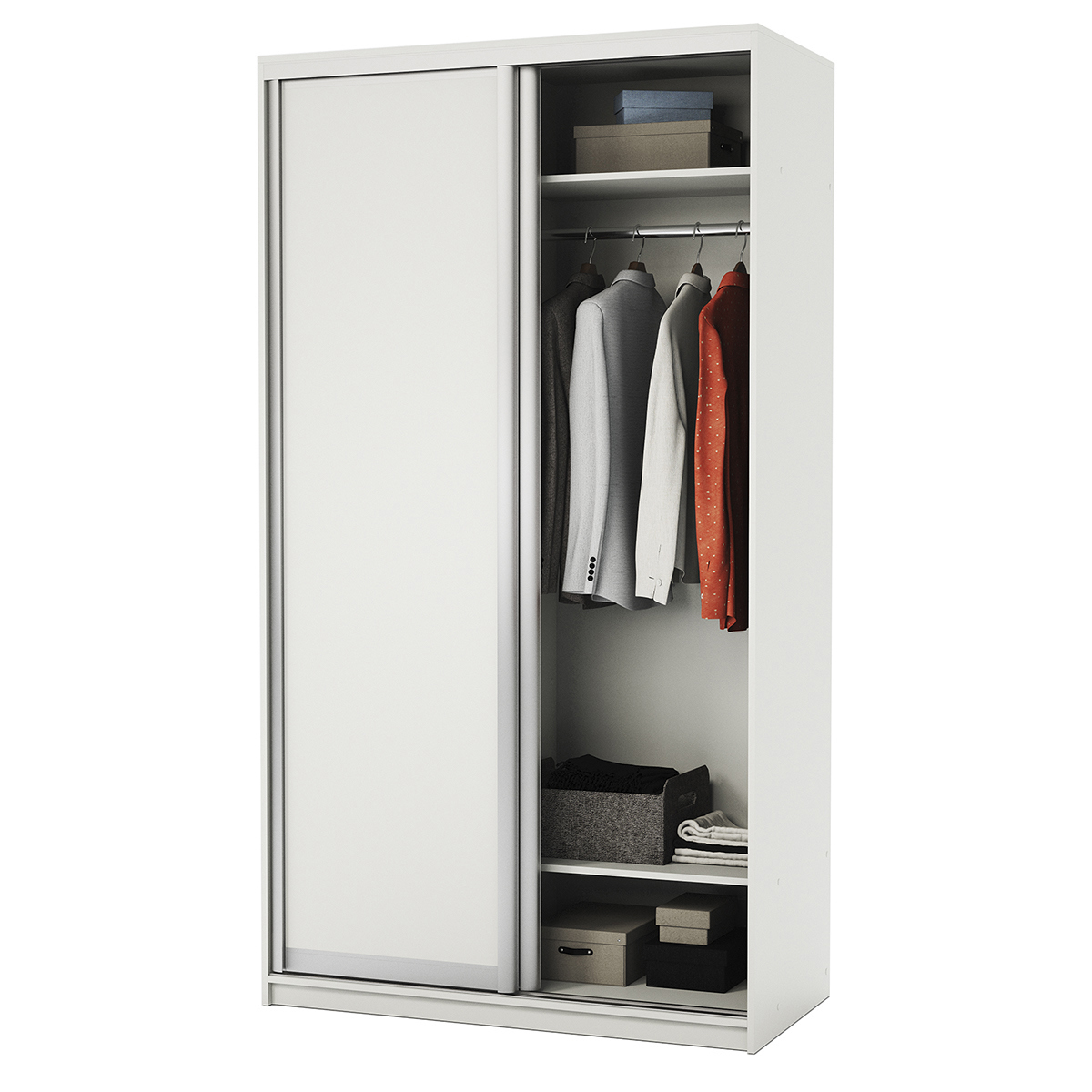 Изображение товара Шкаф-купе 220x140x60 см с 2 дверьми и подсветкой из ЛДСП белого цвета