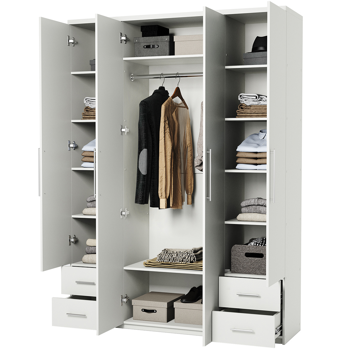 Изображение товара Шкаф распашной четырехдверный Мелодия МКЯ2-43 белый 180x220x60 см ГАММА