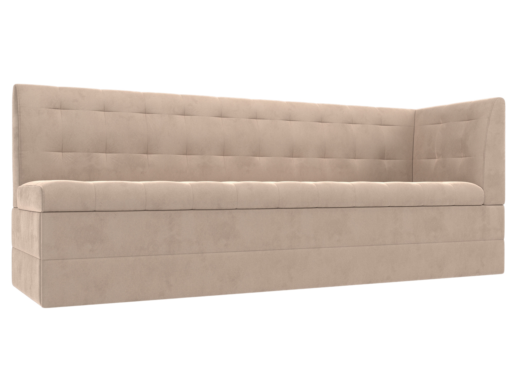 Изображение товара Диван кухонный прямой Бриз с углом справа велюр бежевый Лига диванов