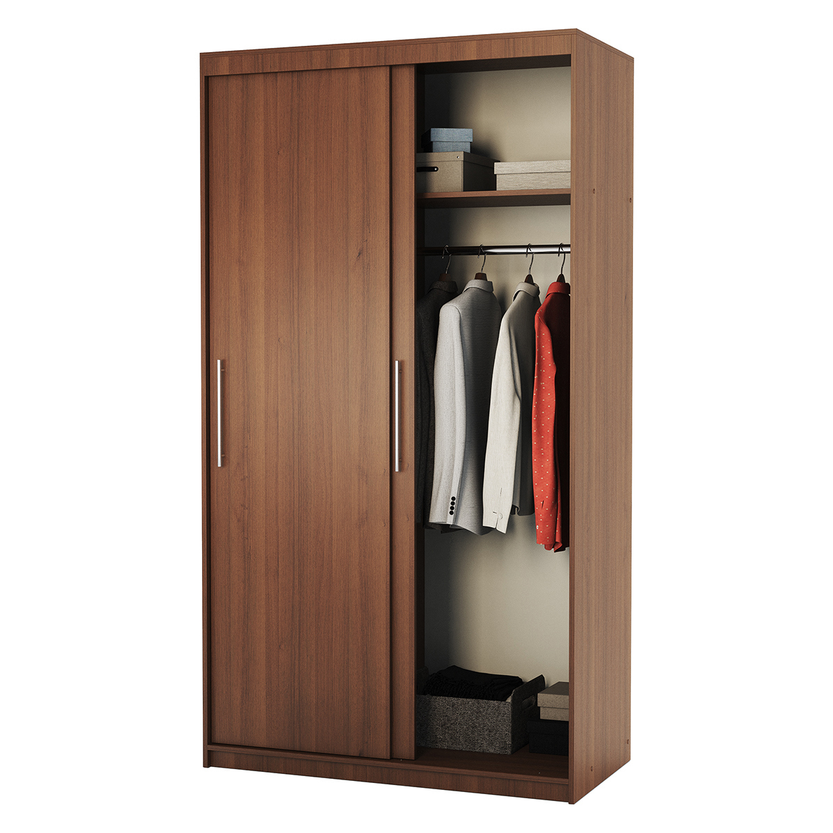 Изображение товара Шкаф-купе 2 дверный 200x90x45 см с 5 полками, цвет орех