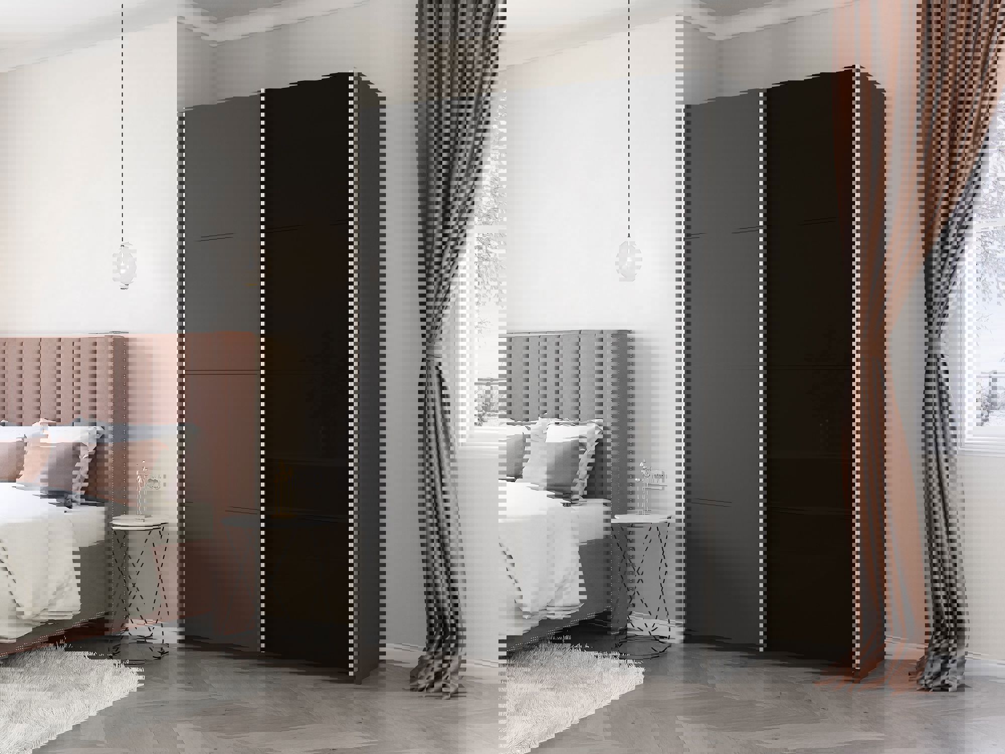 Изображение товара Шкаф-купе Мебельная Компания Е1 2 дверный 230x120x57 см 7 полок ЛДСП цвет серый 1Pdsch_120_Dm