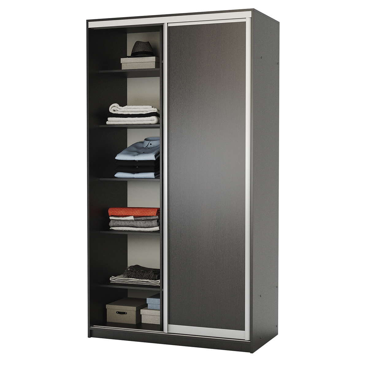 Изображение товара Шкаф-купе 220x140x45 см ЛДСП венге с 2 дверями и штангой для вешалок