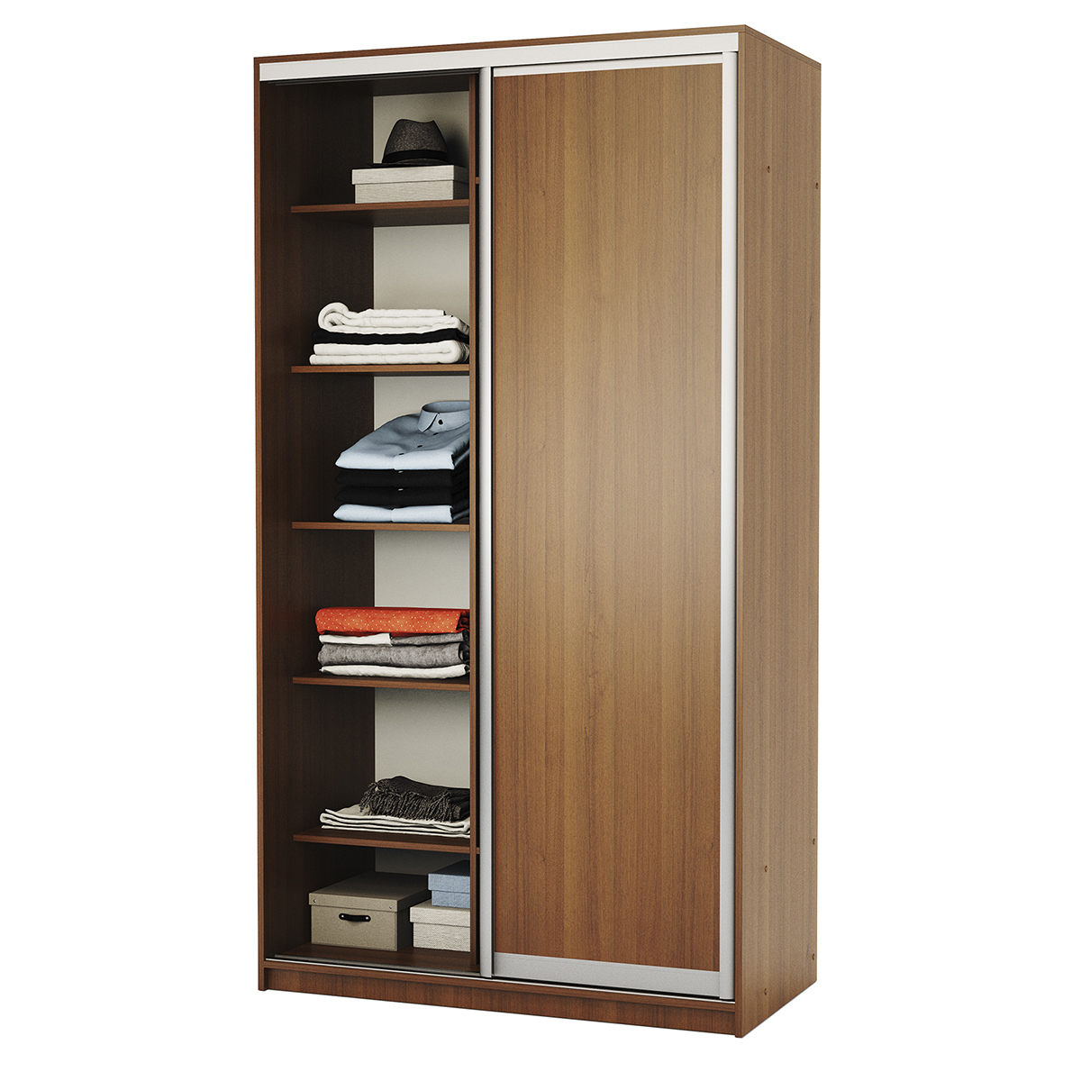 Изображение товара Шкаф-купе 220x150x45 см с 7 полками из ЛДСП, цвет орех