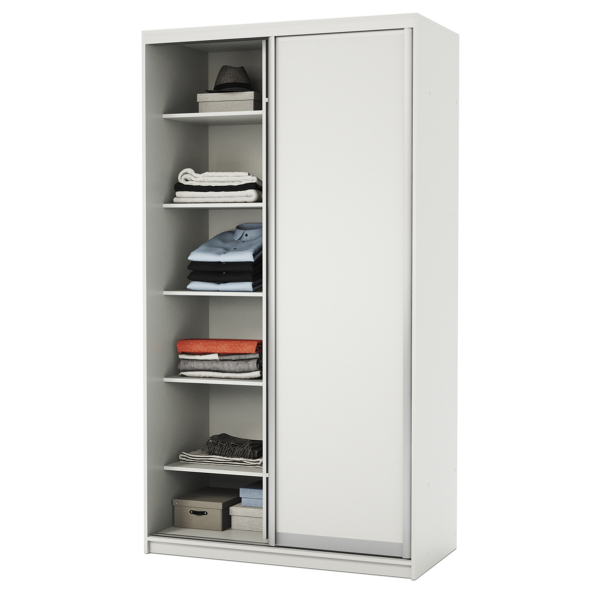 Изображение товара Шкаф-купе 220x100x60 см ГАММА белый с 7 полками для спальни и офиса