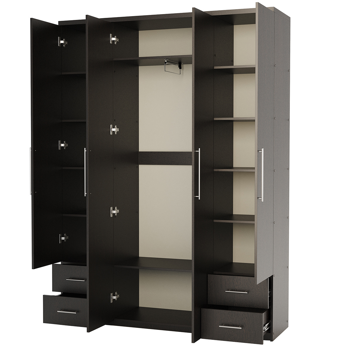 Изображение товара Шкаф распашной 4 дверный Мелодия МКЯ2-43 венге 160x220x45 см ГАММА Изображение товара Шкаф распашной 4 дверный Мелодия МКЯ2-43 венге 160x220x45 см ГАММА