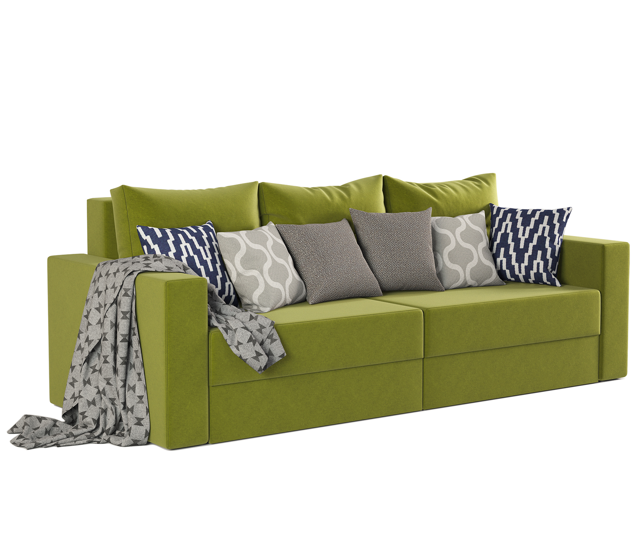 Изображение товара Современный диван Мэдисон 235x86x98 см с ящиками и механизмом Еврокнижка зелёный