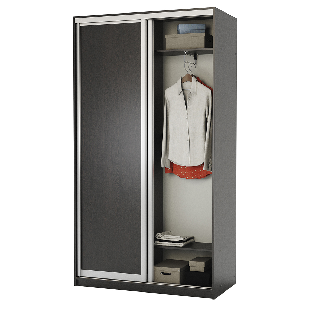 Изображение товара Шкаф-купе 220x120x45 см с 7 полками ЛДСП венге ГАММА Премиум