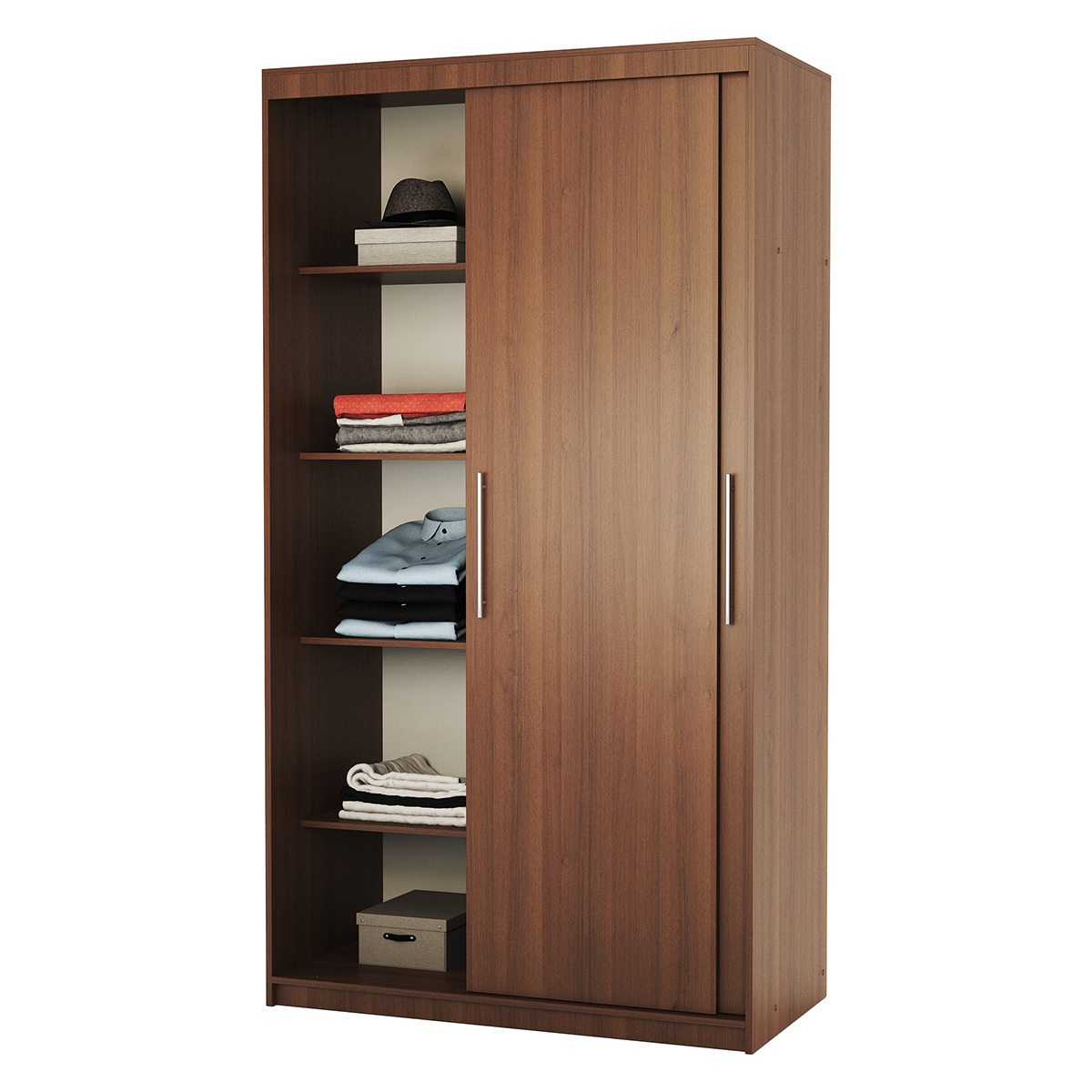 Изображение товара Шкаф-купе 2 дверный с 5 полками цвет орех 200x140x60 см