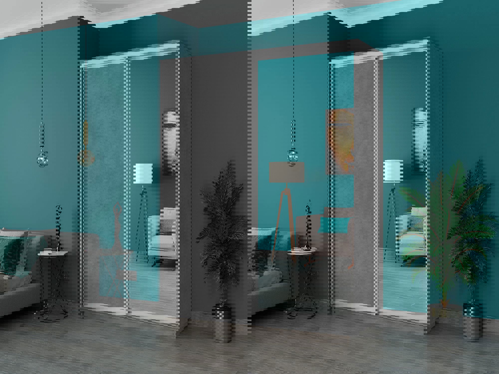 Изображение товара Шкаф-купе 2 дверный Мебельная Компания Е1 бетон современный дизайн