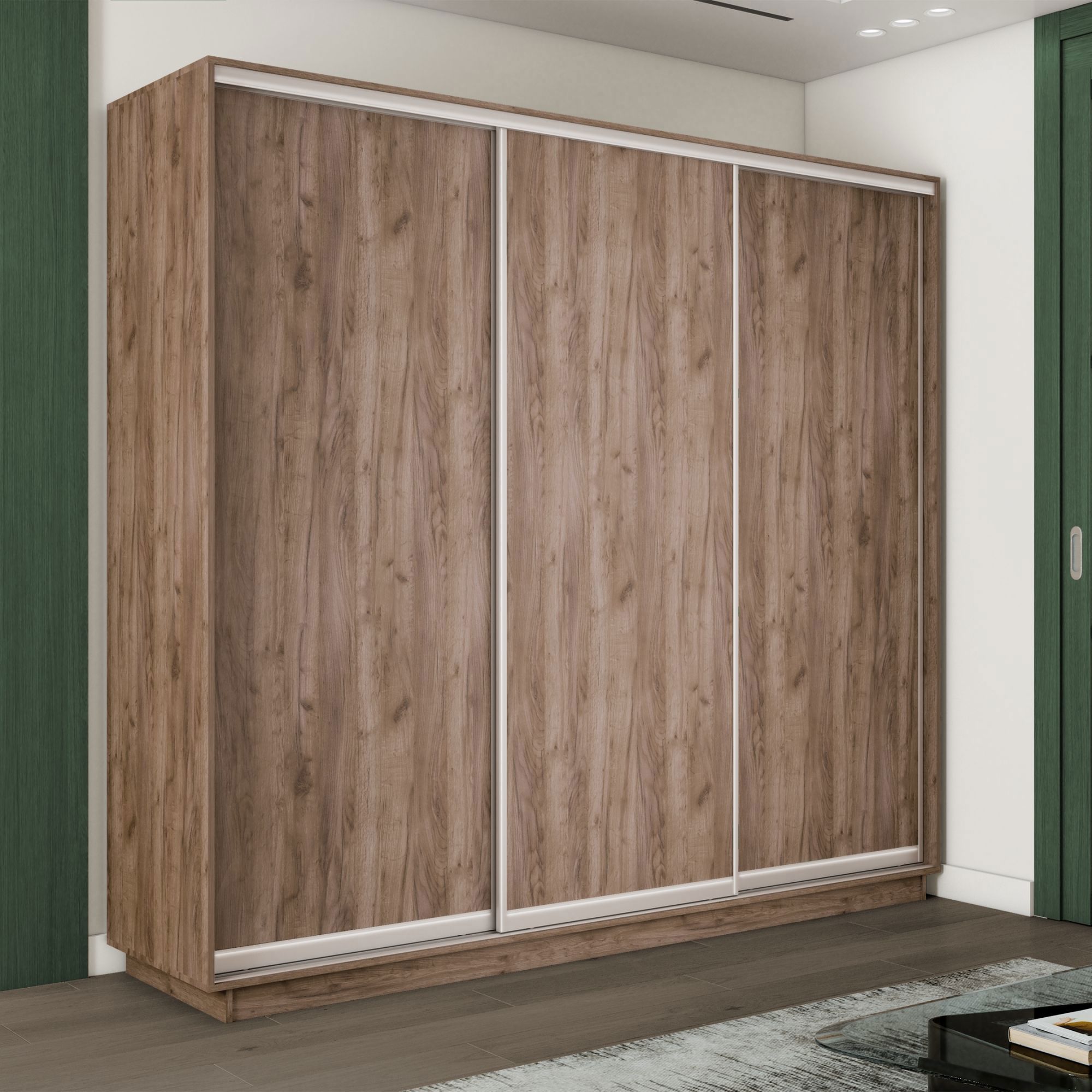 Изображение товара Шкаф-купе Мебельная Компания Е1 3 дверный 220x180x45 см 9 полок ЛДСП цвет крафтовый дуб