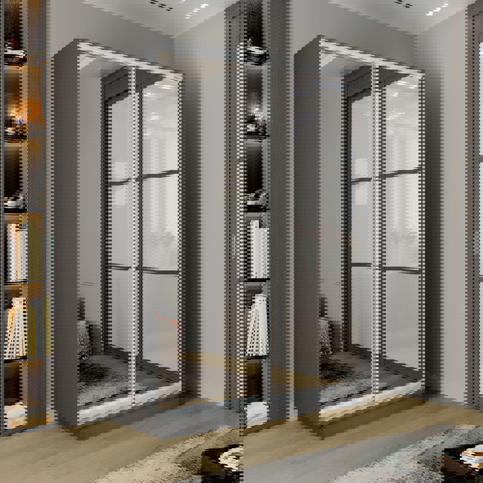 Изображение товара Шкаф-купе 2-дверный серия Экспресс размеры 240x120x45 см серый Изображение товара Шкаф-купе 2-дверный серия Экспресс размеры 240x120x45 см серый