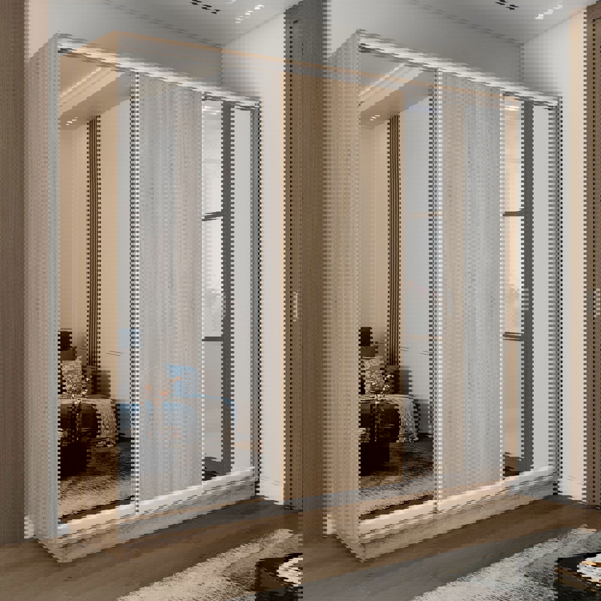 Изображение товара Шкаф-купе Мебельная Компания Е1 3 дверный с зеркалом 220x180x60 см