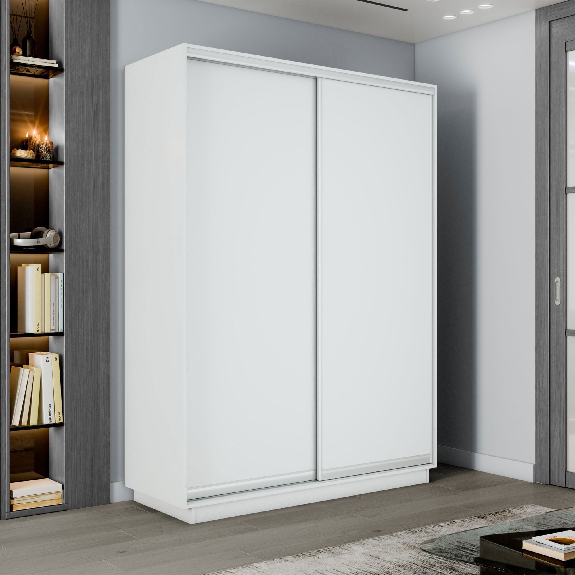 Изображение товара Шкаф-купе Мебельная Компания Е1 2 дверный 220x120x45 см 7 полок ЛДСП цвет белый