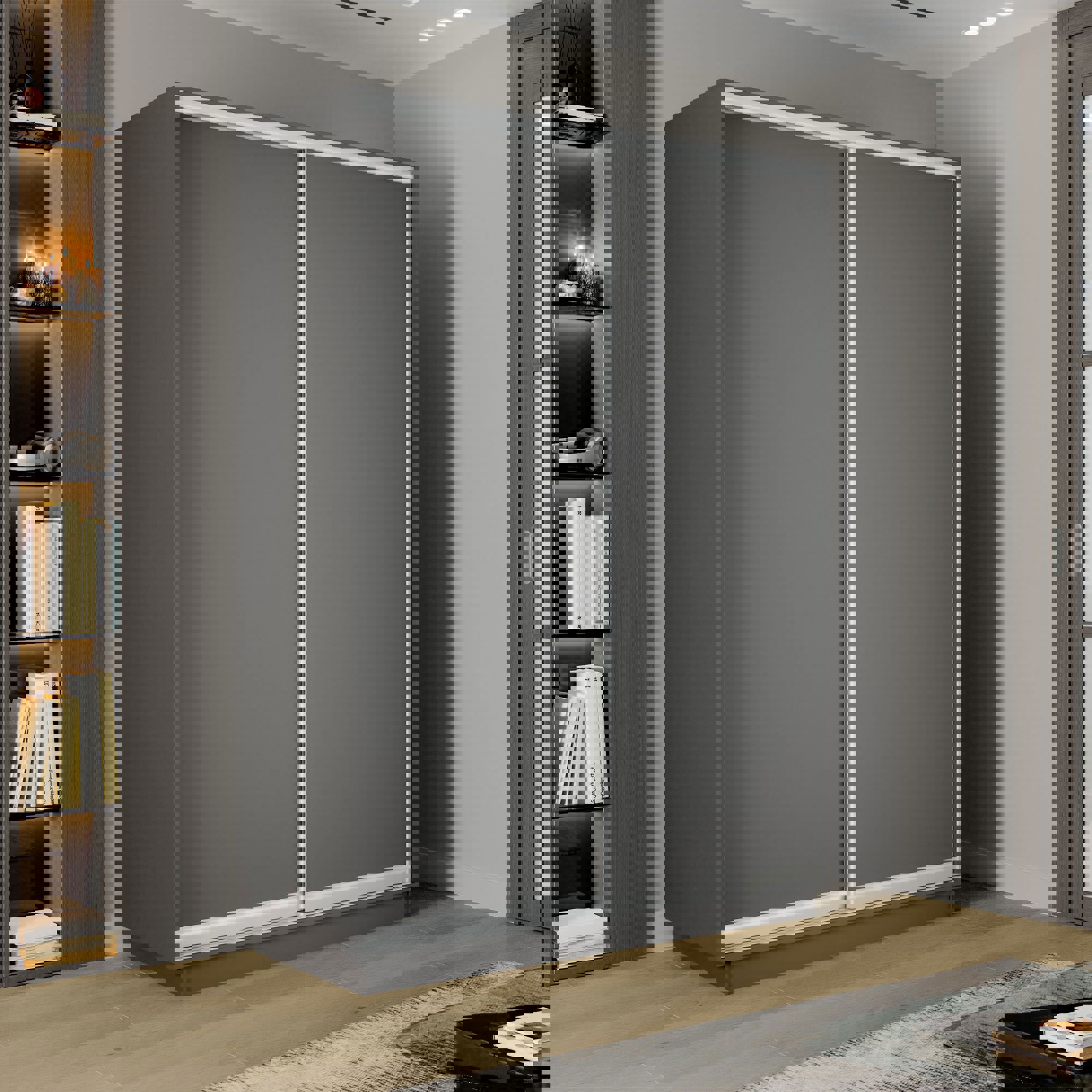 Изображение товара Шкаф-купе МЕБЕЛЬНАЯ КОМПАНИЯ Е1 Экспресс 2-дверный Серый