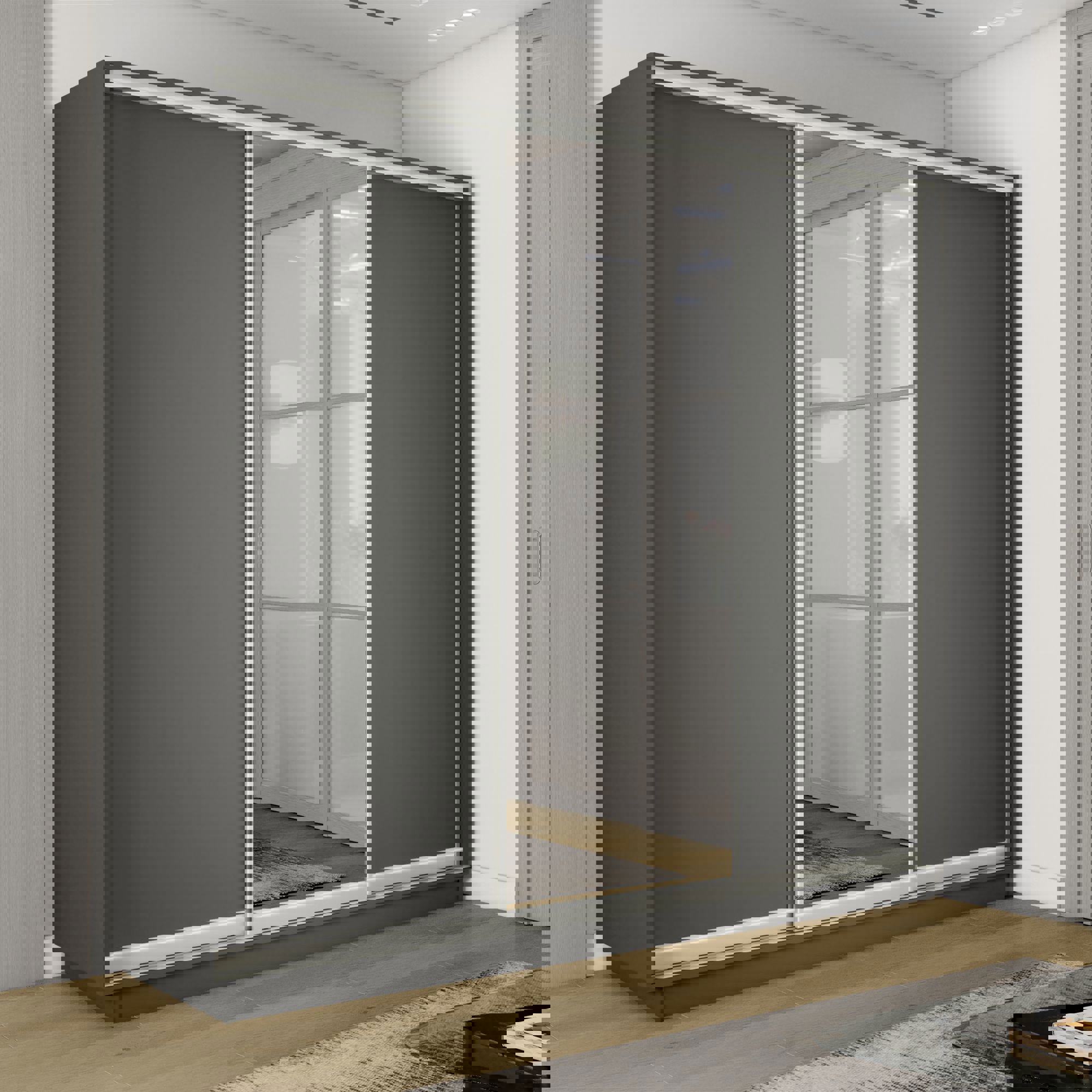 Изображение товара Шкаф-купе 3 дверный с зеркалом и 9 полками Мебельная Компания Е1 240x180x60 см