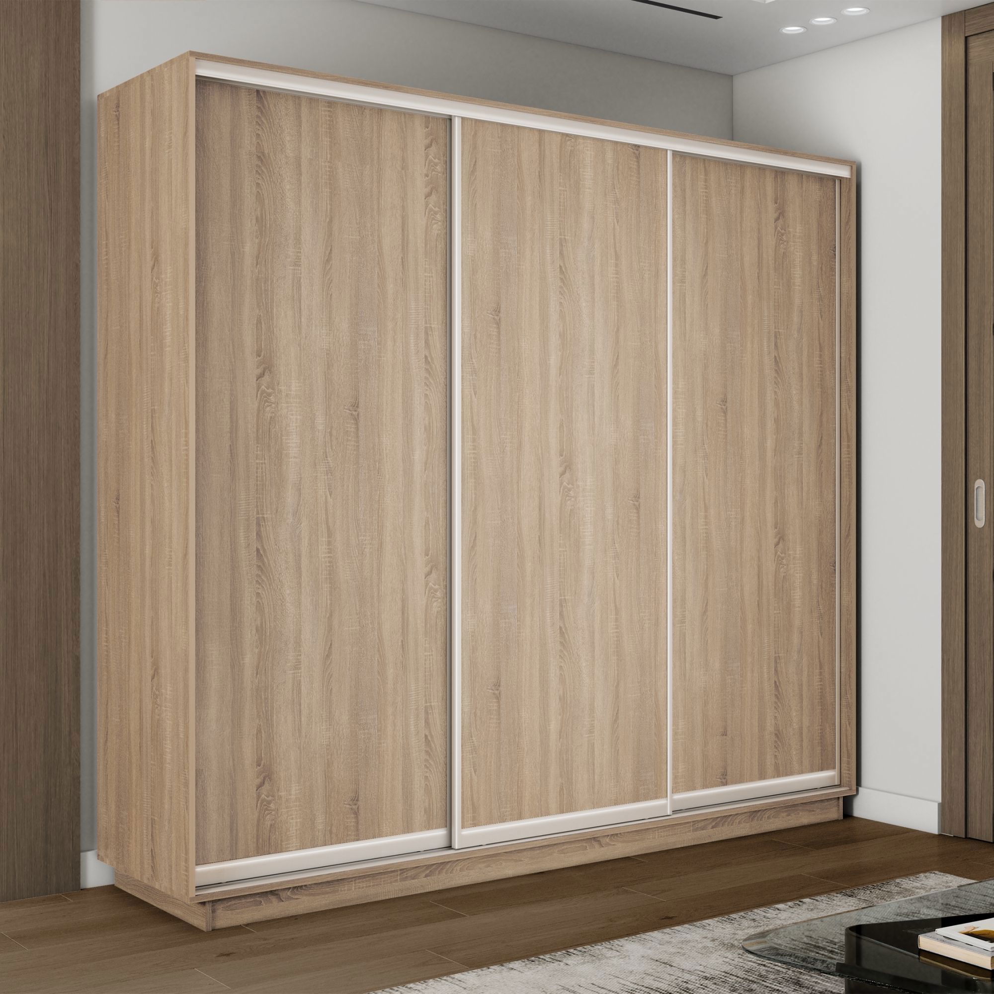 Изображение товара Шкаф-купе Мебельная Компания Е1 3 дверный 220x240x60 см 9 полок ЛДСП цвет дуб сонома