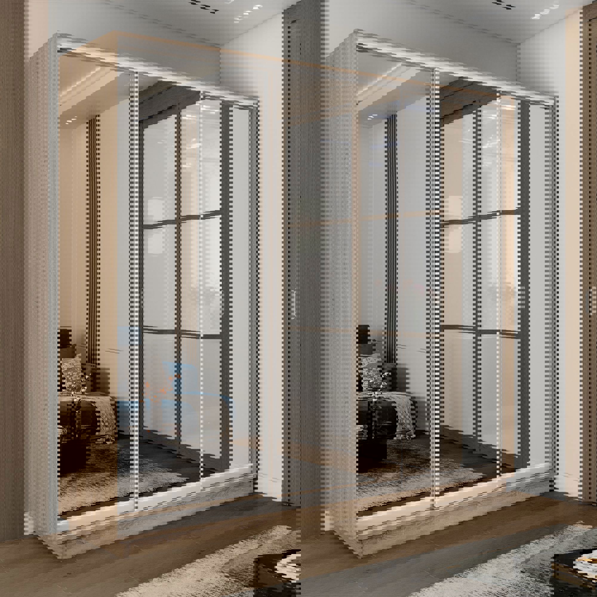 Изображение товара Шкаф-купе Мебельная Компания Е1 3 двери 220x240 см с зеркалом