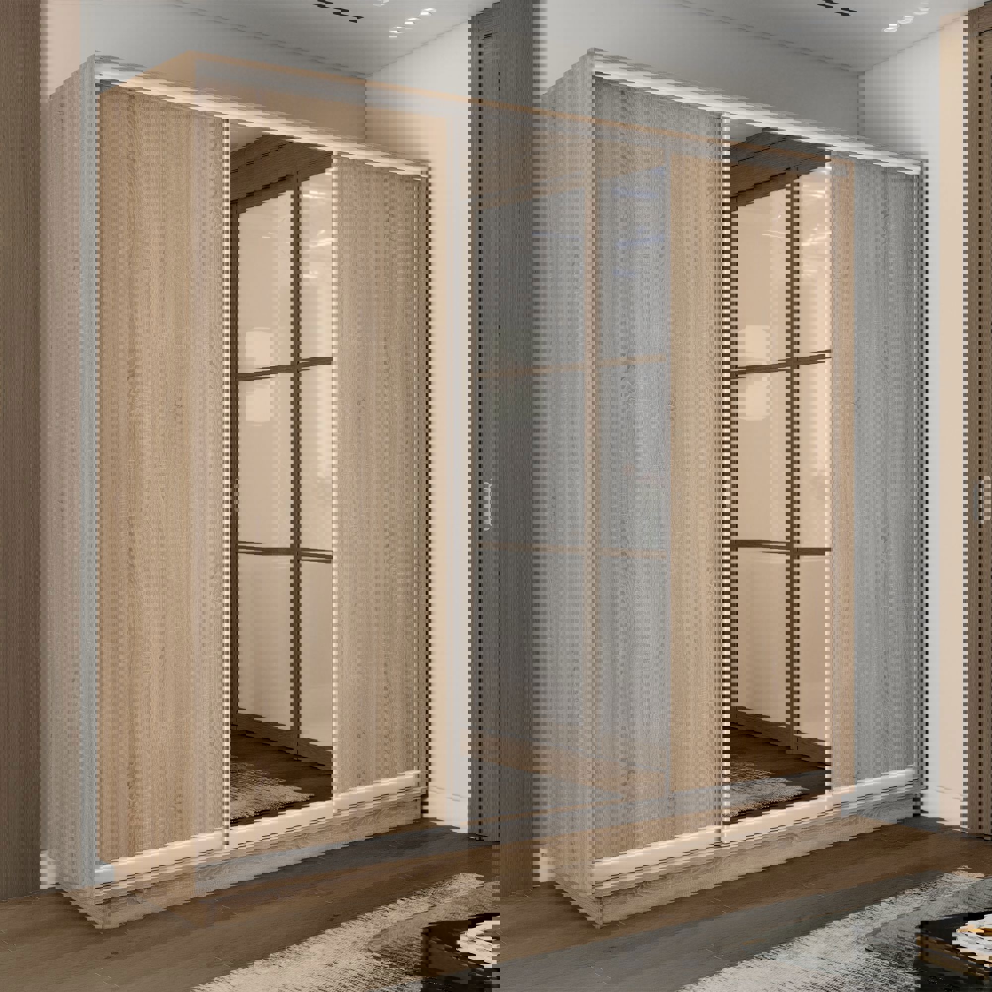 Изображение товара Шкаф-купе серия Экспресс 3 дверный с зеркалом Коричневый Россия 220x180x45 см