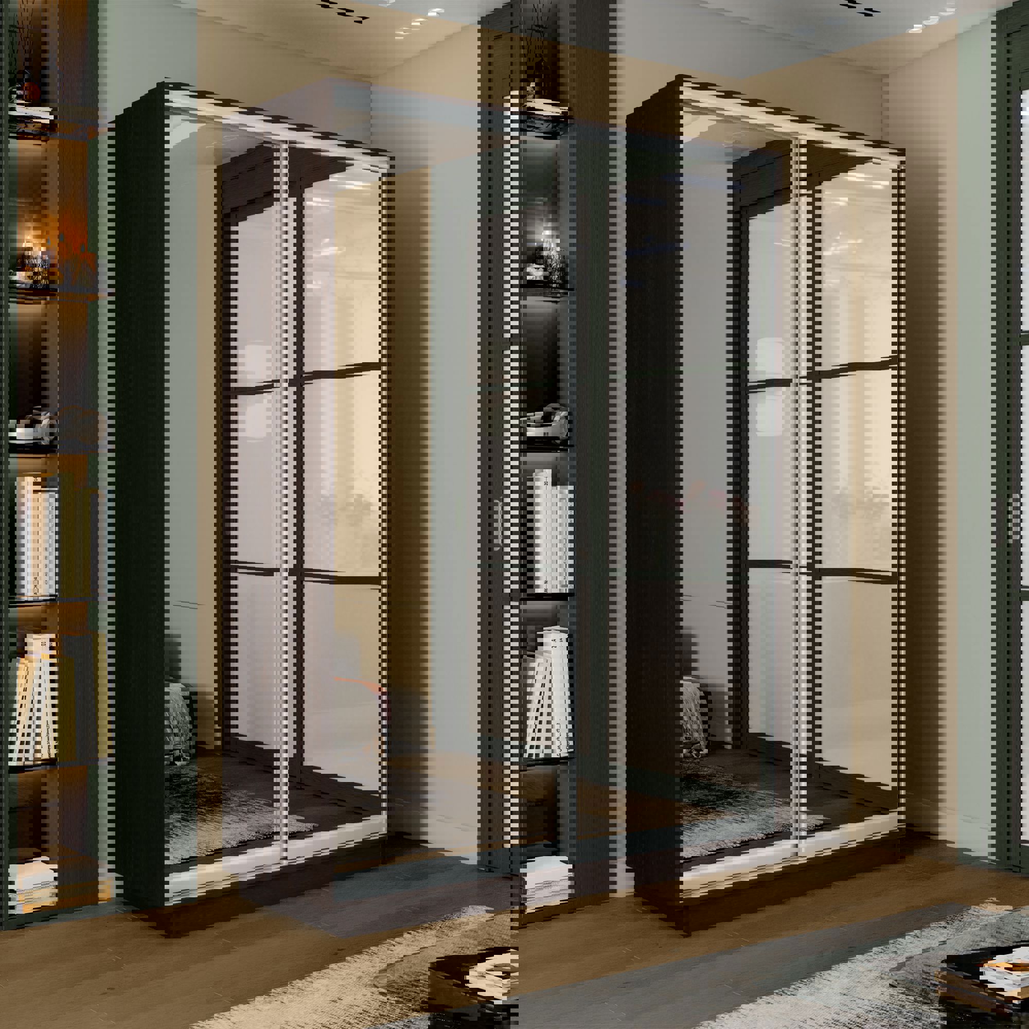 Изображение товара Шкаф-купе МЕБЕЛЬНАЯ КОМПАНИЯ Е1 Экспресс 160х60х220 см с зеркальными дверями